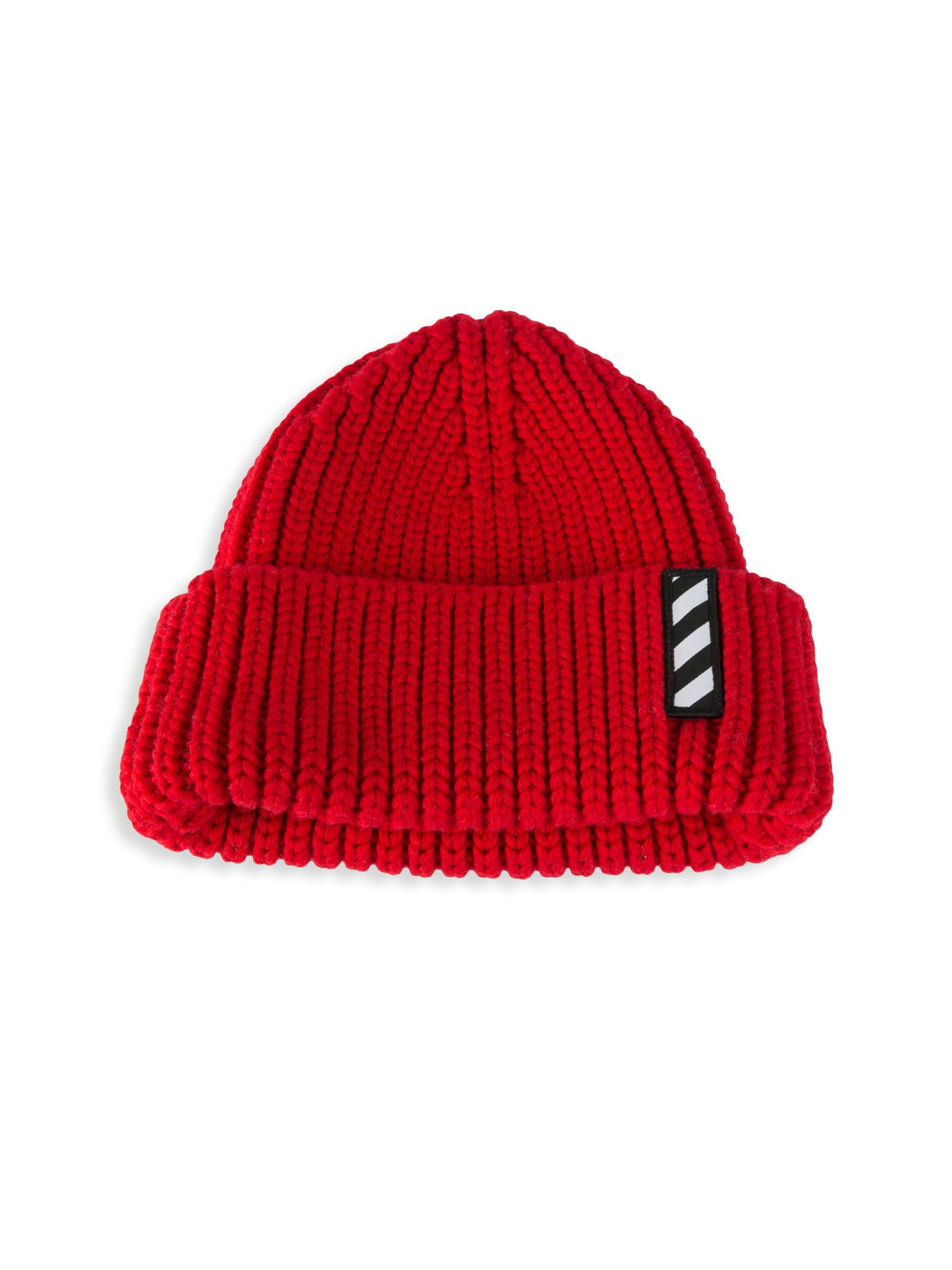 off white red beanie