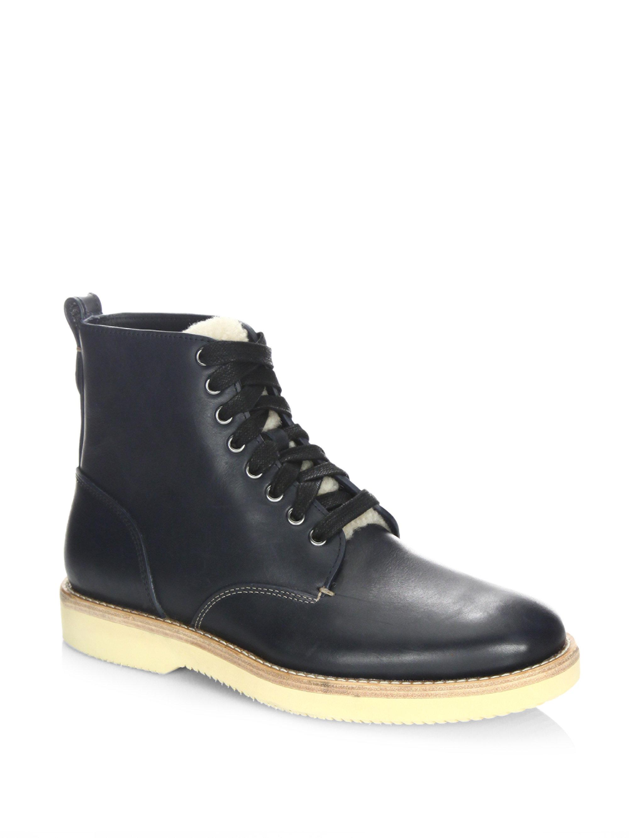 COACH Leather Shearling Derby Boots for Men - Lyst