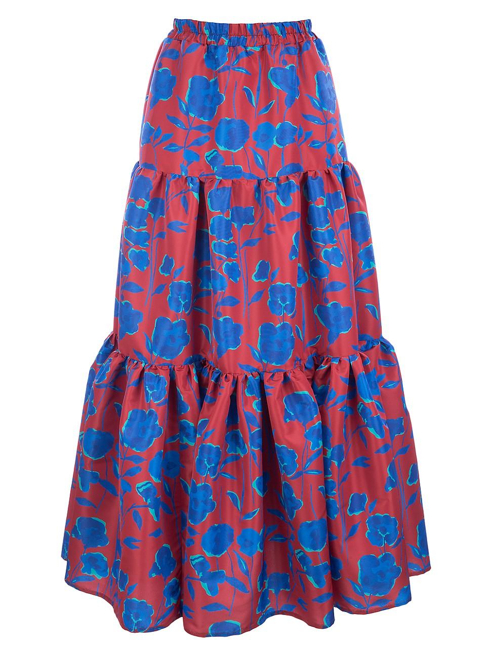 LaDoubleJ Synthetic Edition 22 Faile Floral Tier Maxi Skirt in Blue - Lyst