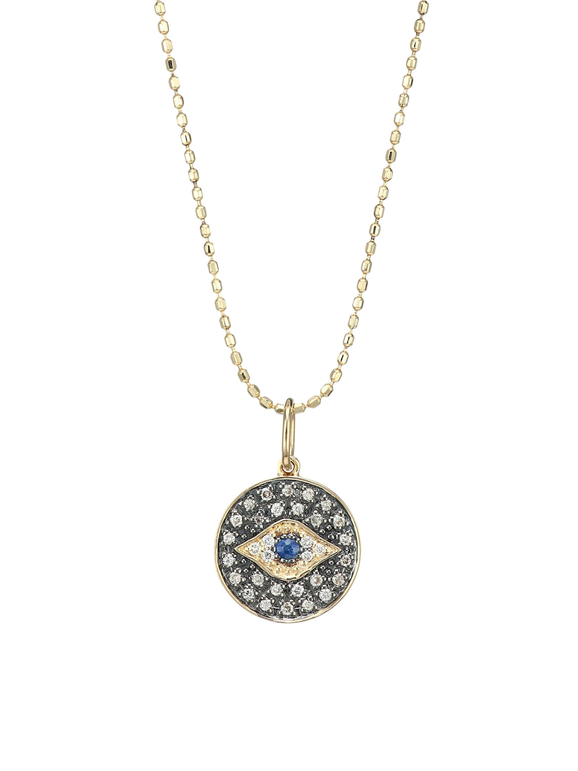 Sydney Evan Diamond & 14k Gold Small Evil Eye Medallion Pendant