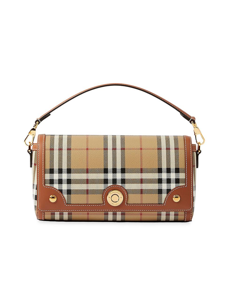 Burberry Check & Leather Top Handle Note Bag in White Lyst