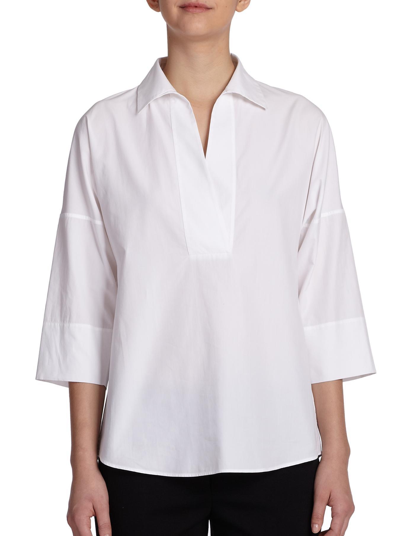 Akris Punto Elements Cotton Kimono Blouse in White - Lyst