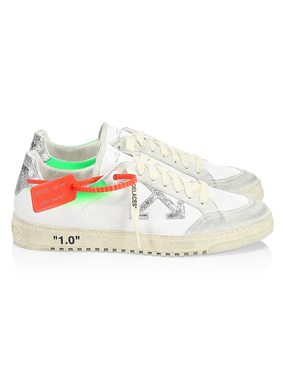 Off-White c/o Abloh 2.0 Neon Accent Leather Low-top Sneakers in White Green (White) for Men - Lyst