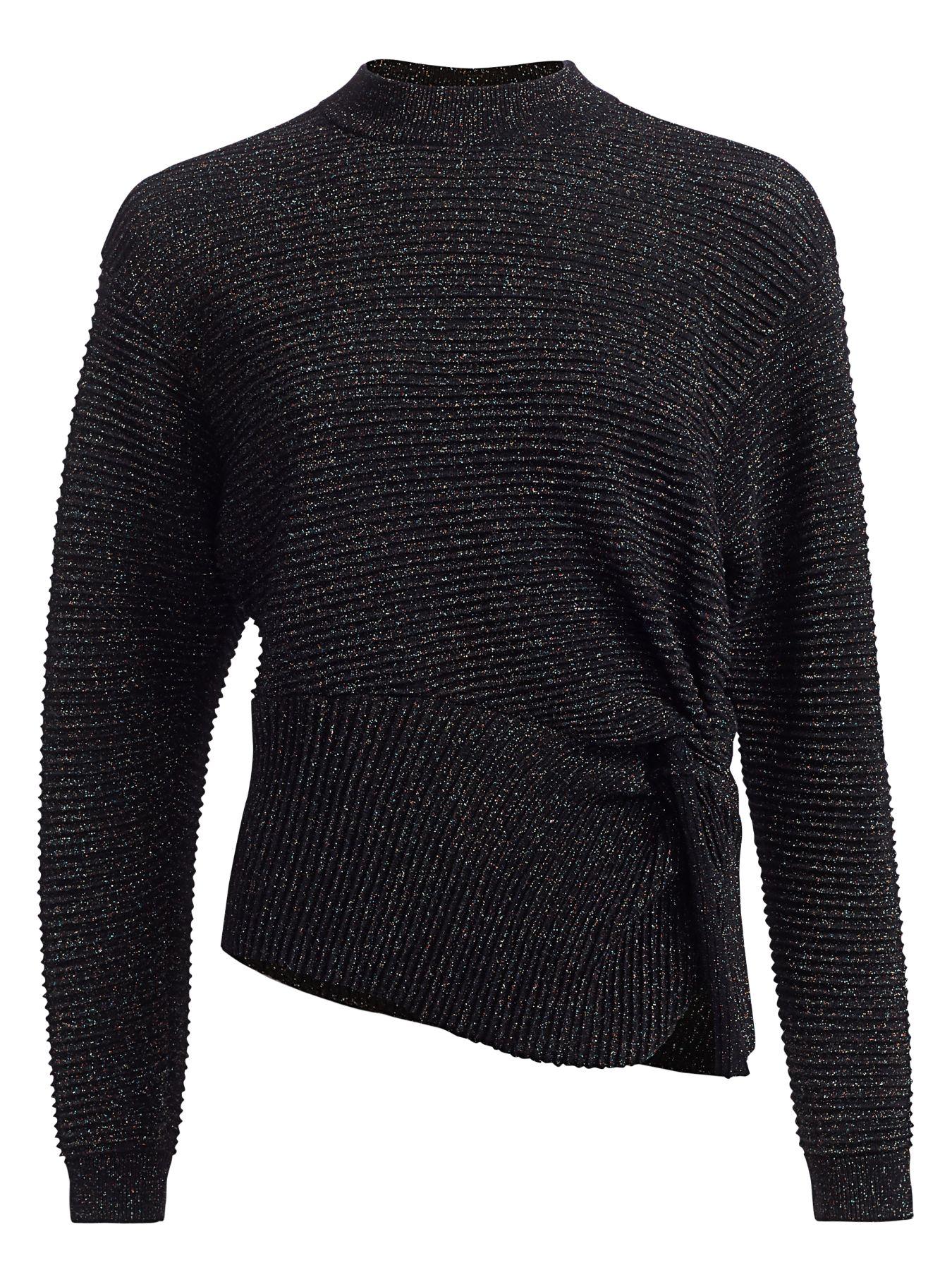 Michelle Mason Ribbed Metallic Wool Twist Sweater in Black - Lyst