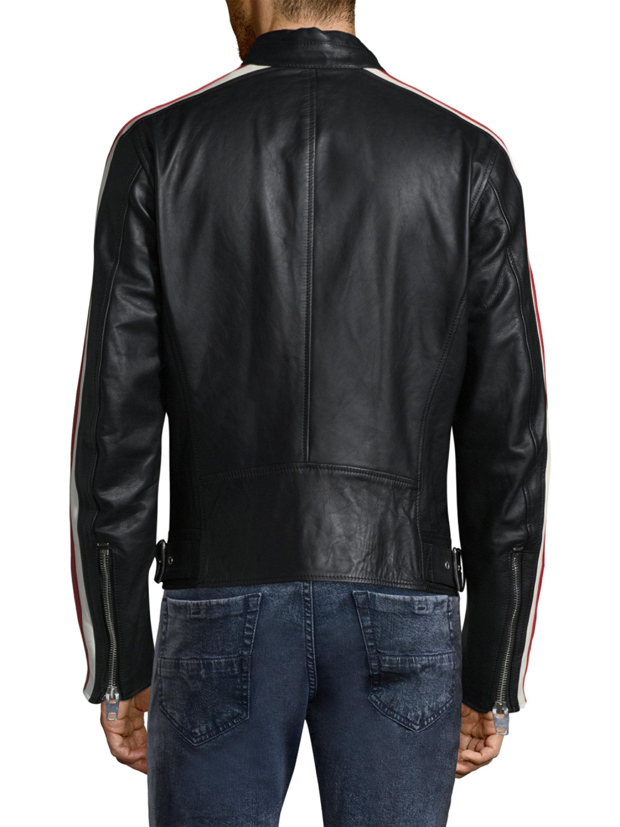 DIESEL L-street Leather Racer Jacket in Red for Men | Lyst