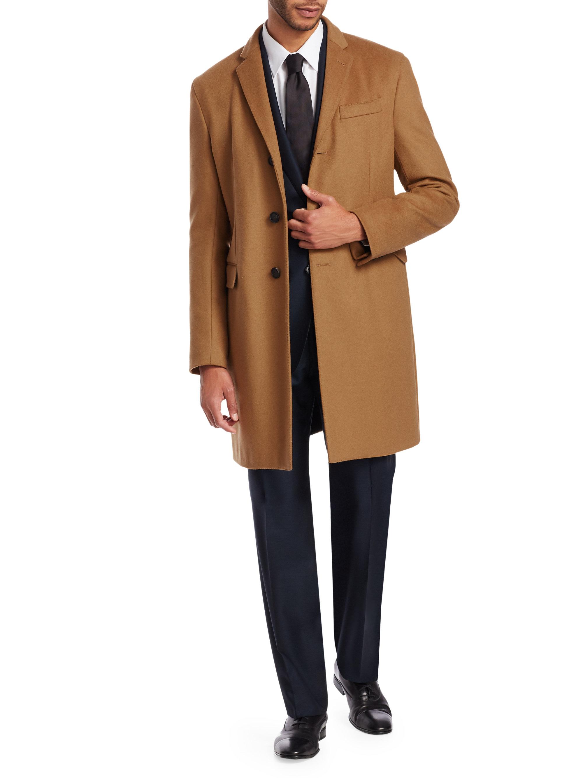 Emporio Cashmere Coat in Natural for Men | Lyst