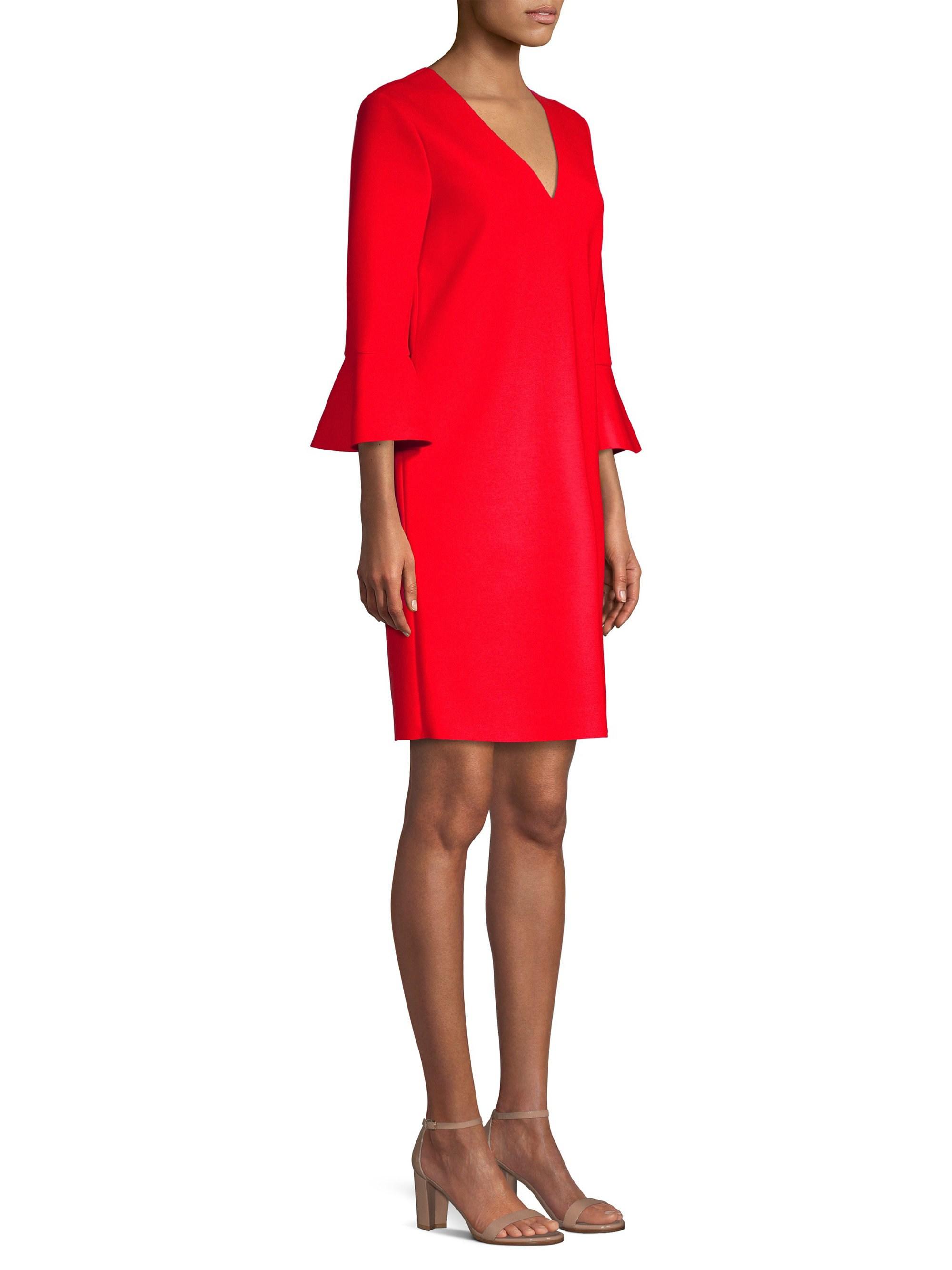 ESCADA Synthetic Darielle Bell Sleeve Dress in Bright Red (Red) - Lyst