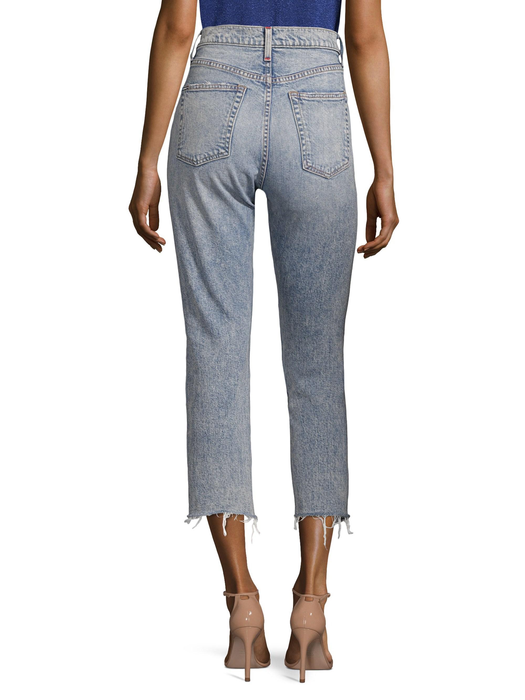 AO.LA by alice + olivia Amazing High-rise Distressed Grommet Jeans in Blue  | Lyst