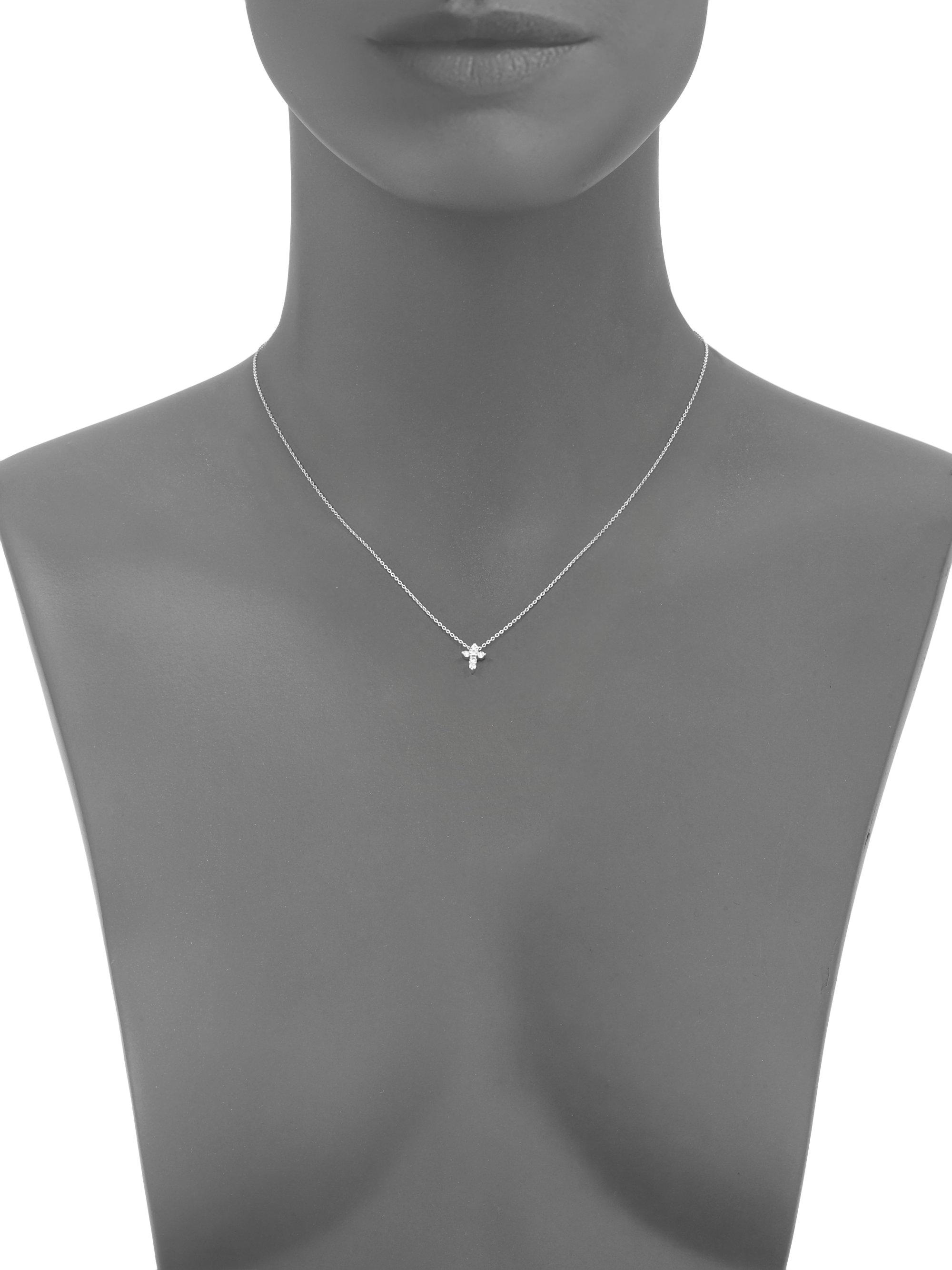 18k White Gold Baby Cross Necklace 
