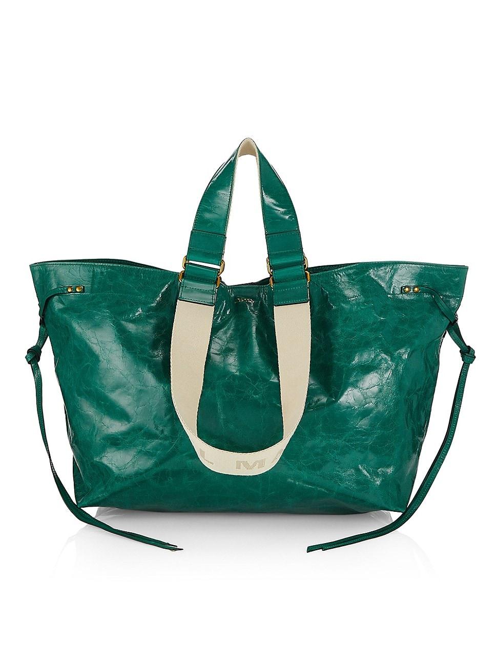 Wardy crinkled patent-leather tote