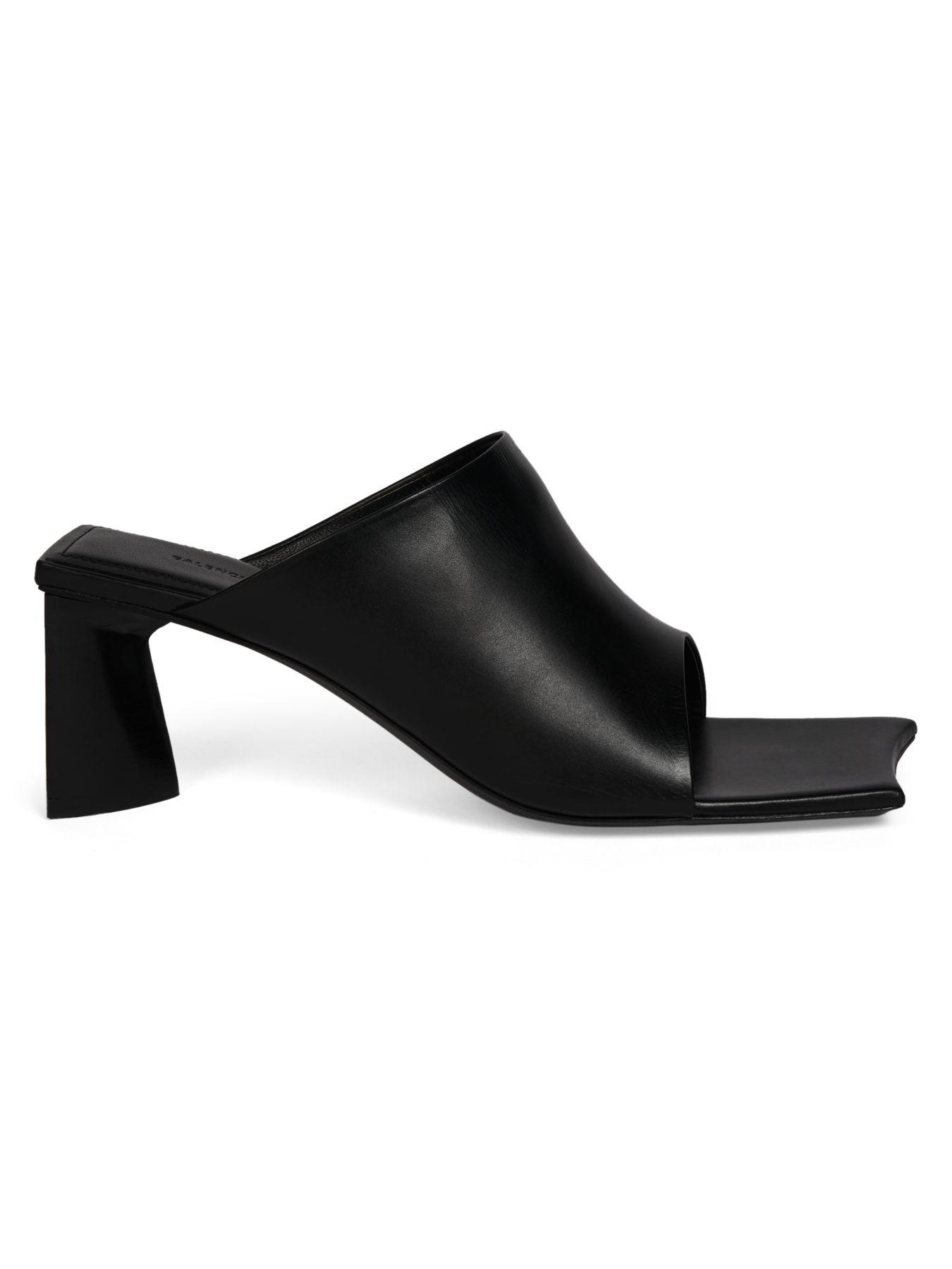 square toe leather mules balenciaga