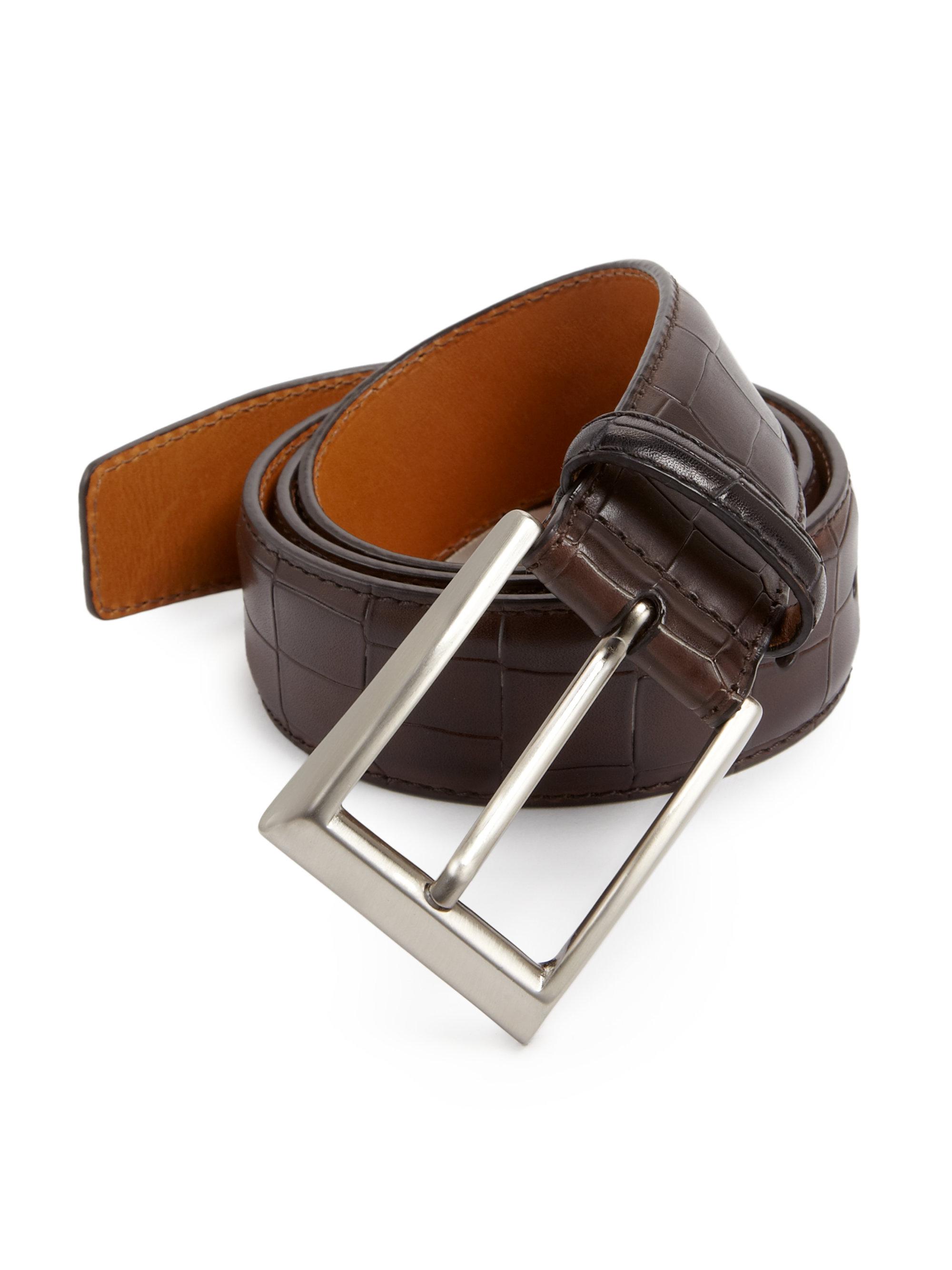 Saks Fifth Avenue Saks Fifth Avenue By Magnanni Croc-embossed Leather Belt in Brown for Men - Lyst