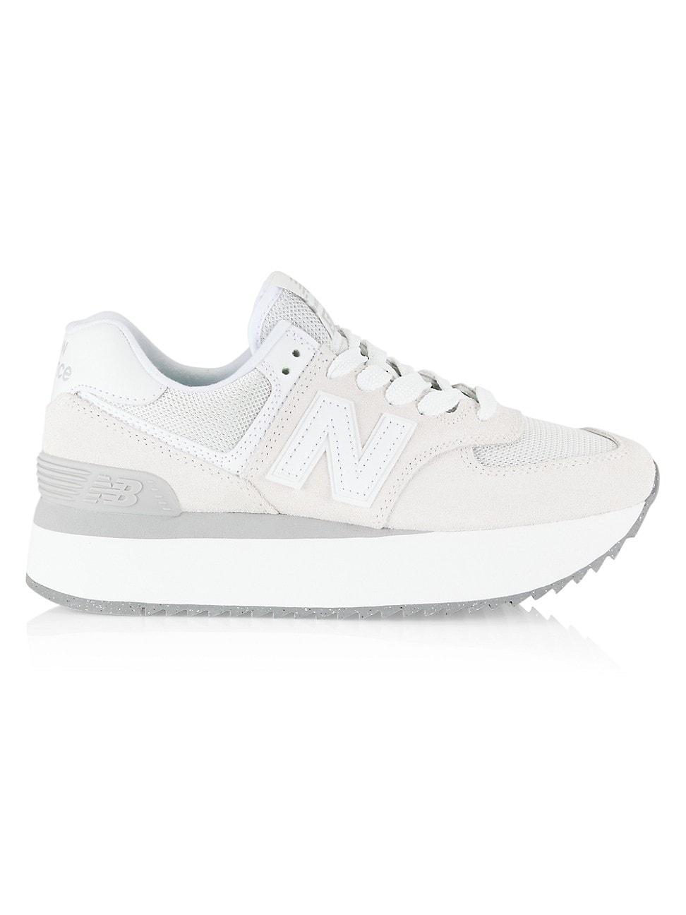 New Balance 574+ Suede & Leather Platform Sneakers in White | Lyst