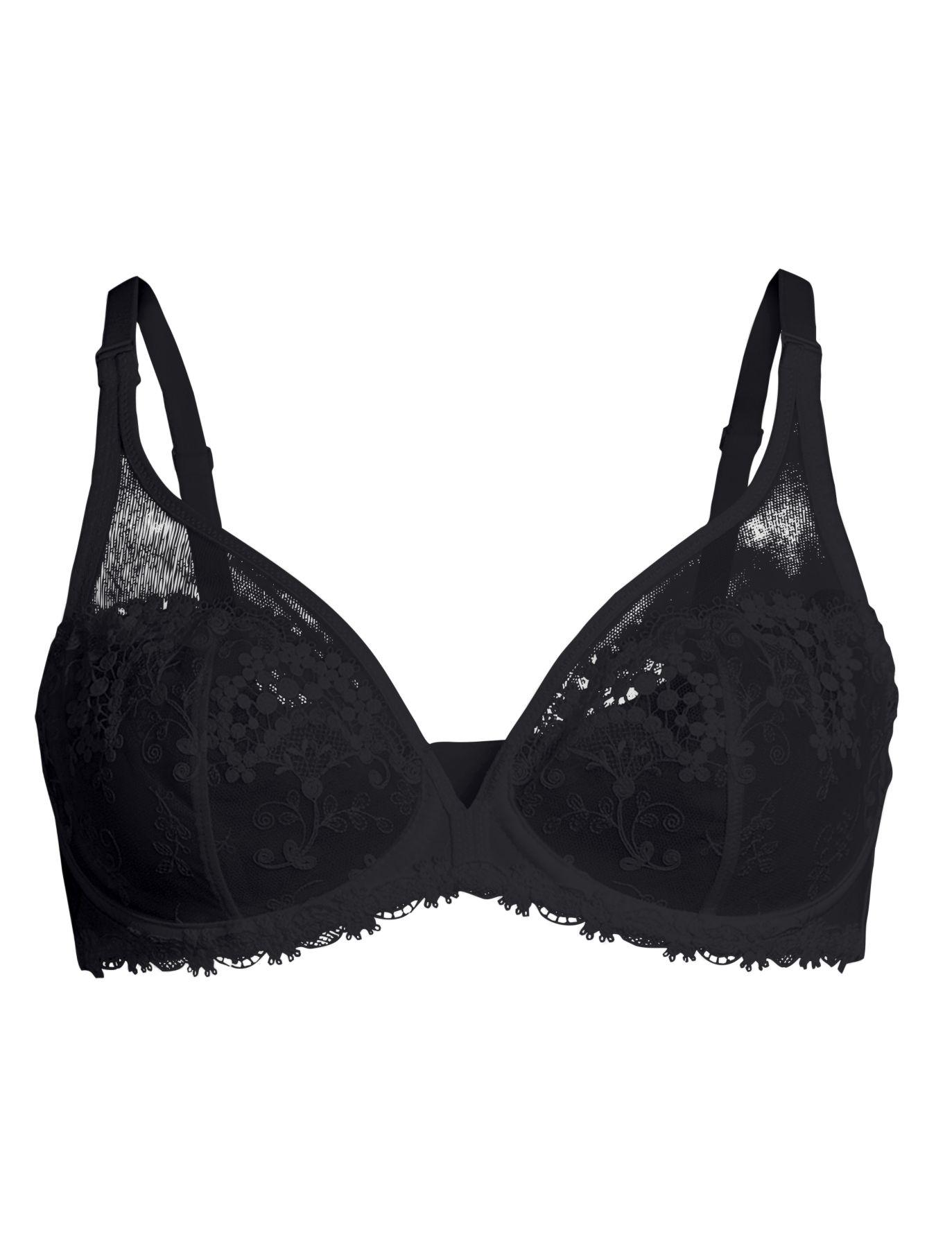 Simone Perele Synthetic Wish Floral-embroidered Sheer Plunge Bra in ...