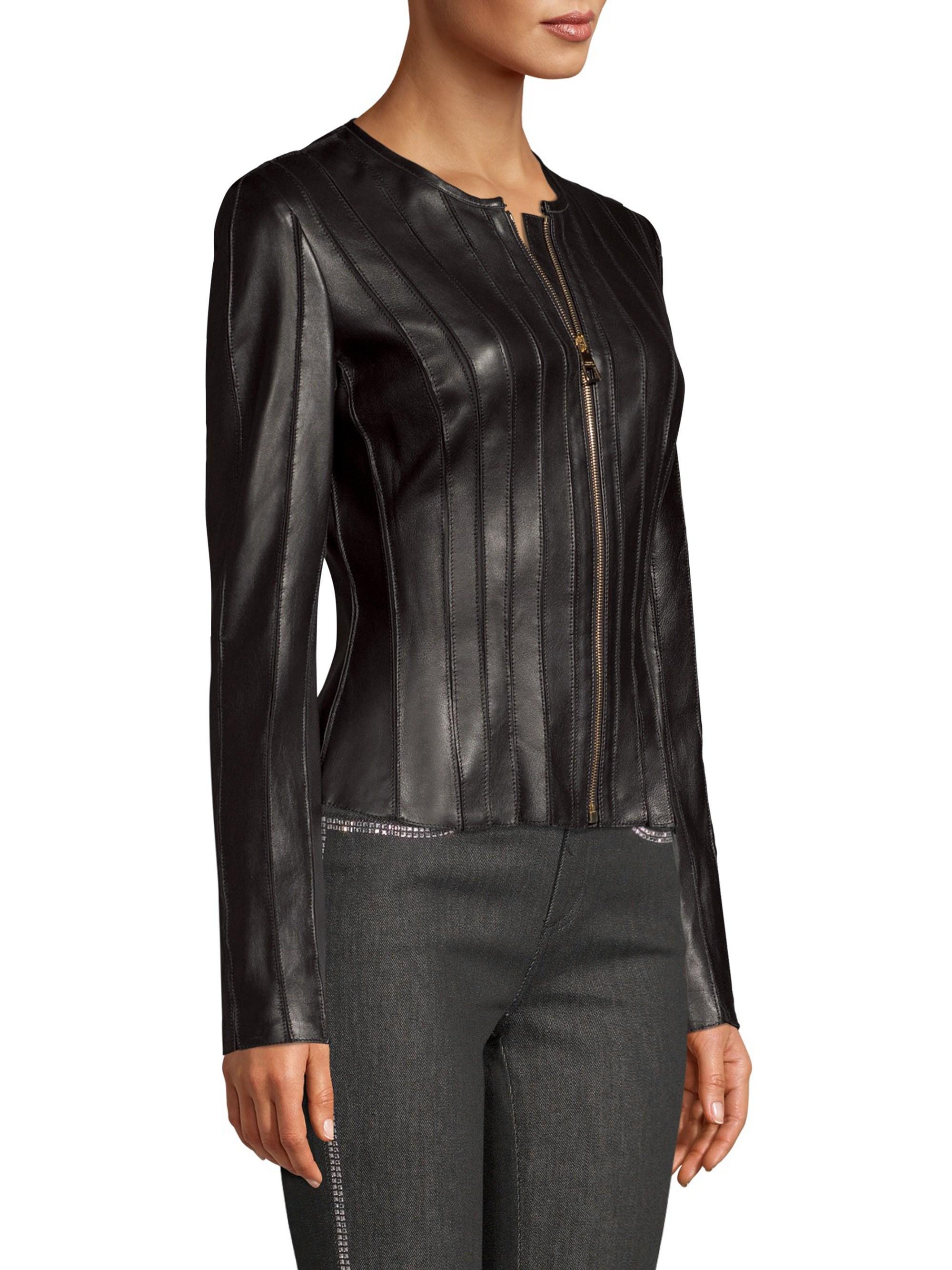 Versace Women's Classic Leather Jacket - Black - Lyst