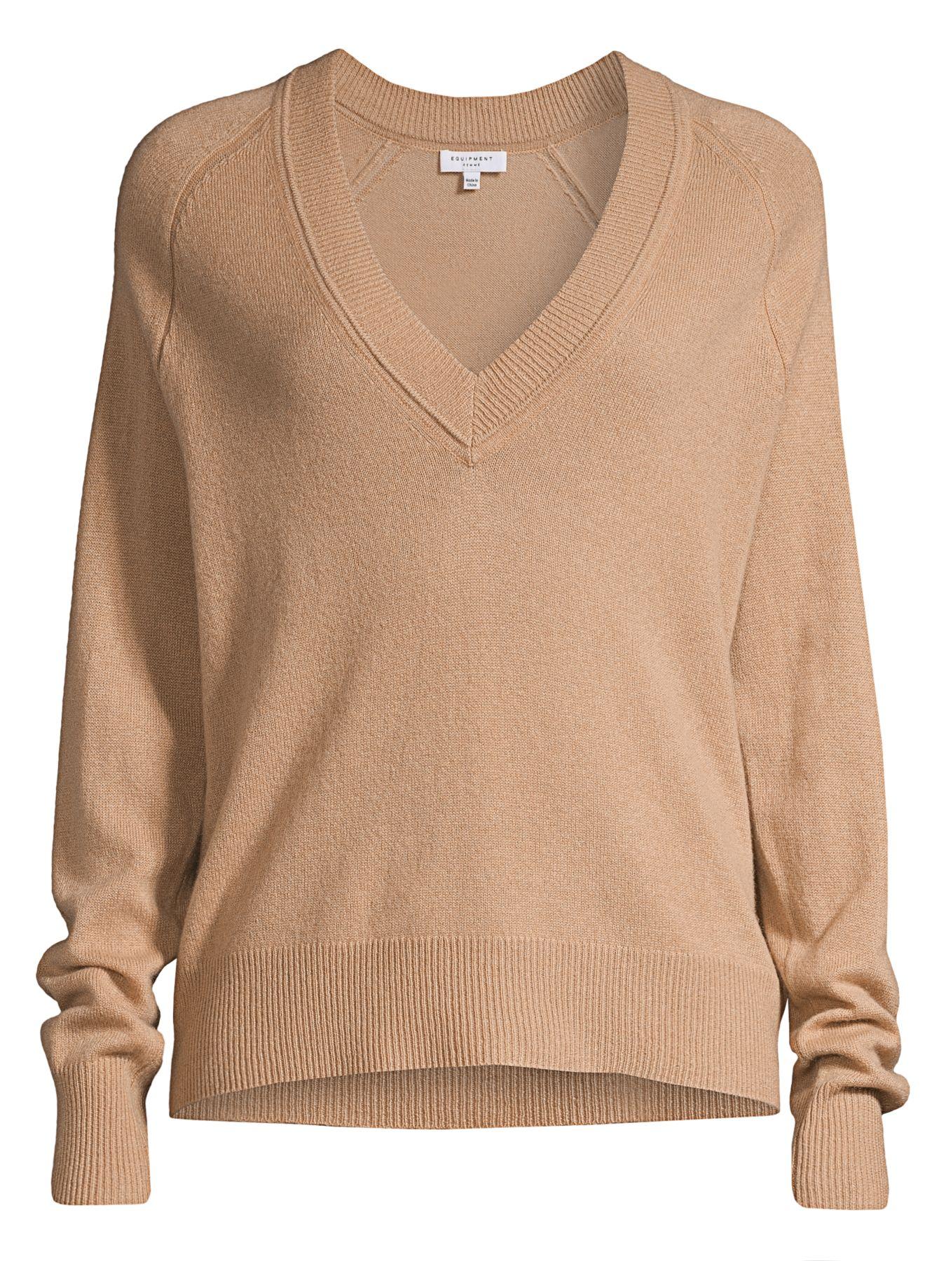 Equipment Madalene Vneck Cashmere Sweater in Camel (Natural) Lyst