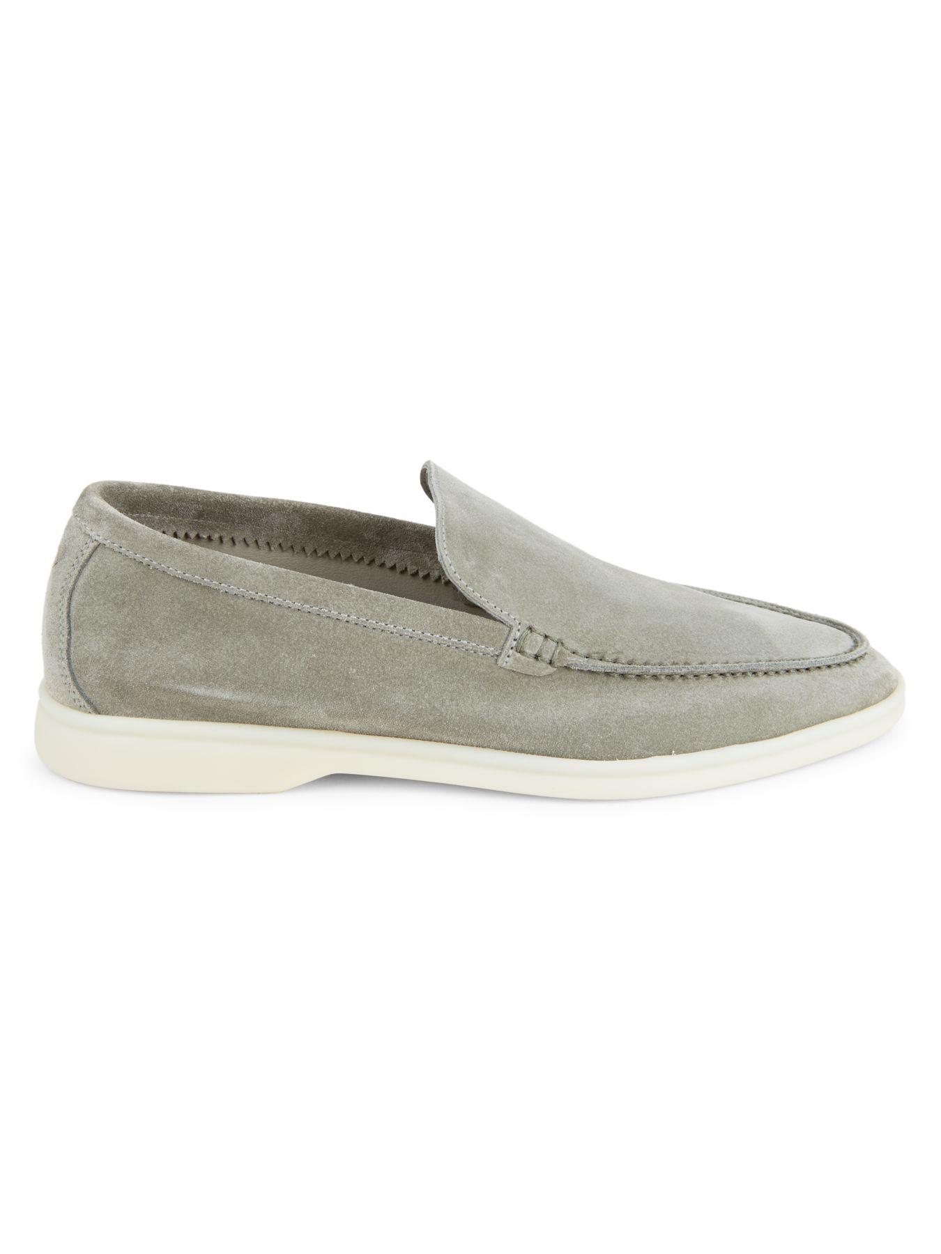 Loro Piana Summer Walk Suede Loafers in Grey (Gray) for Men - Lyst
