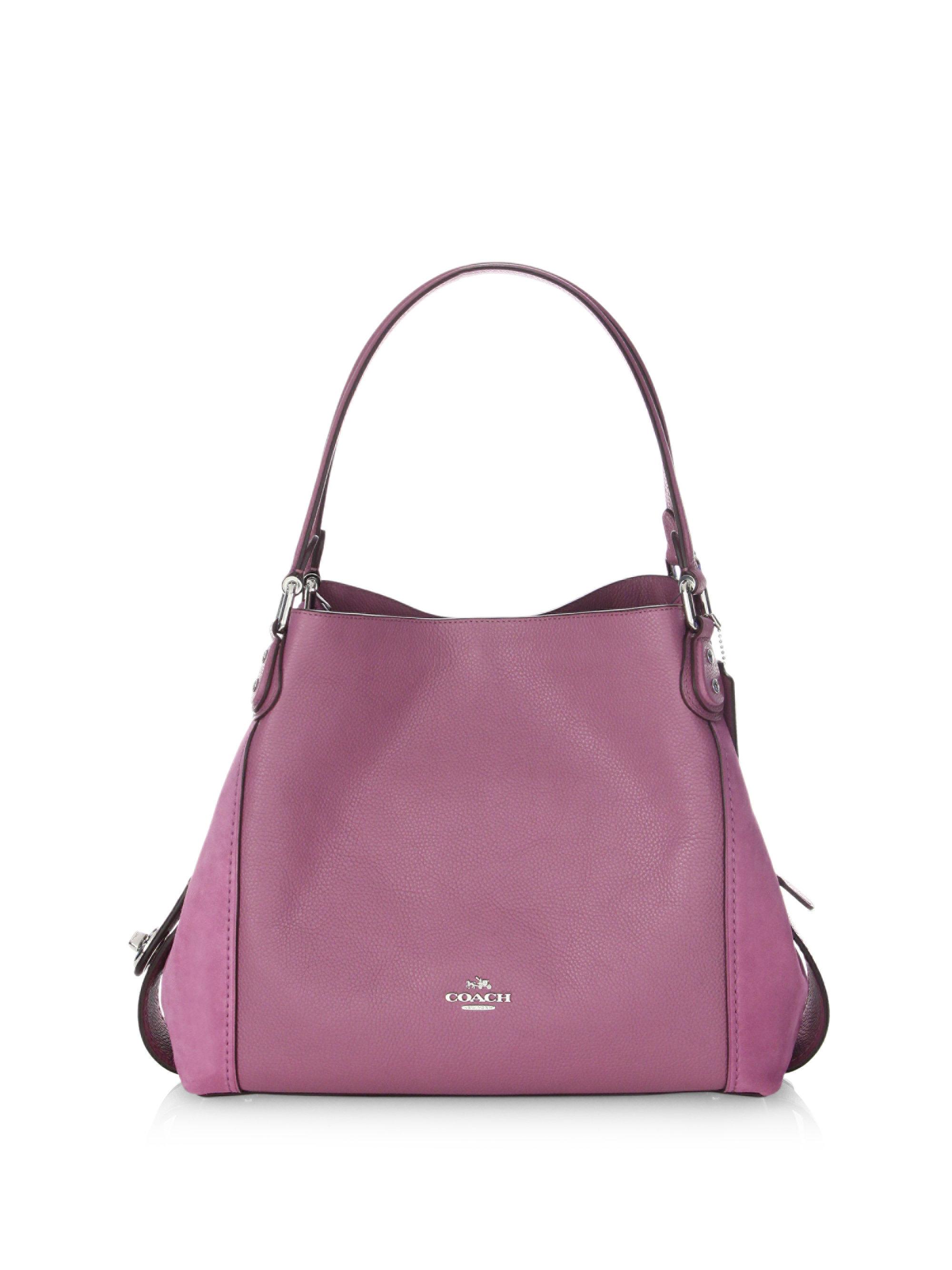 COACH Edie Leather Shoulder Bag in Pink - Lyst