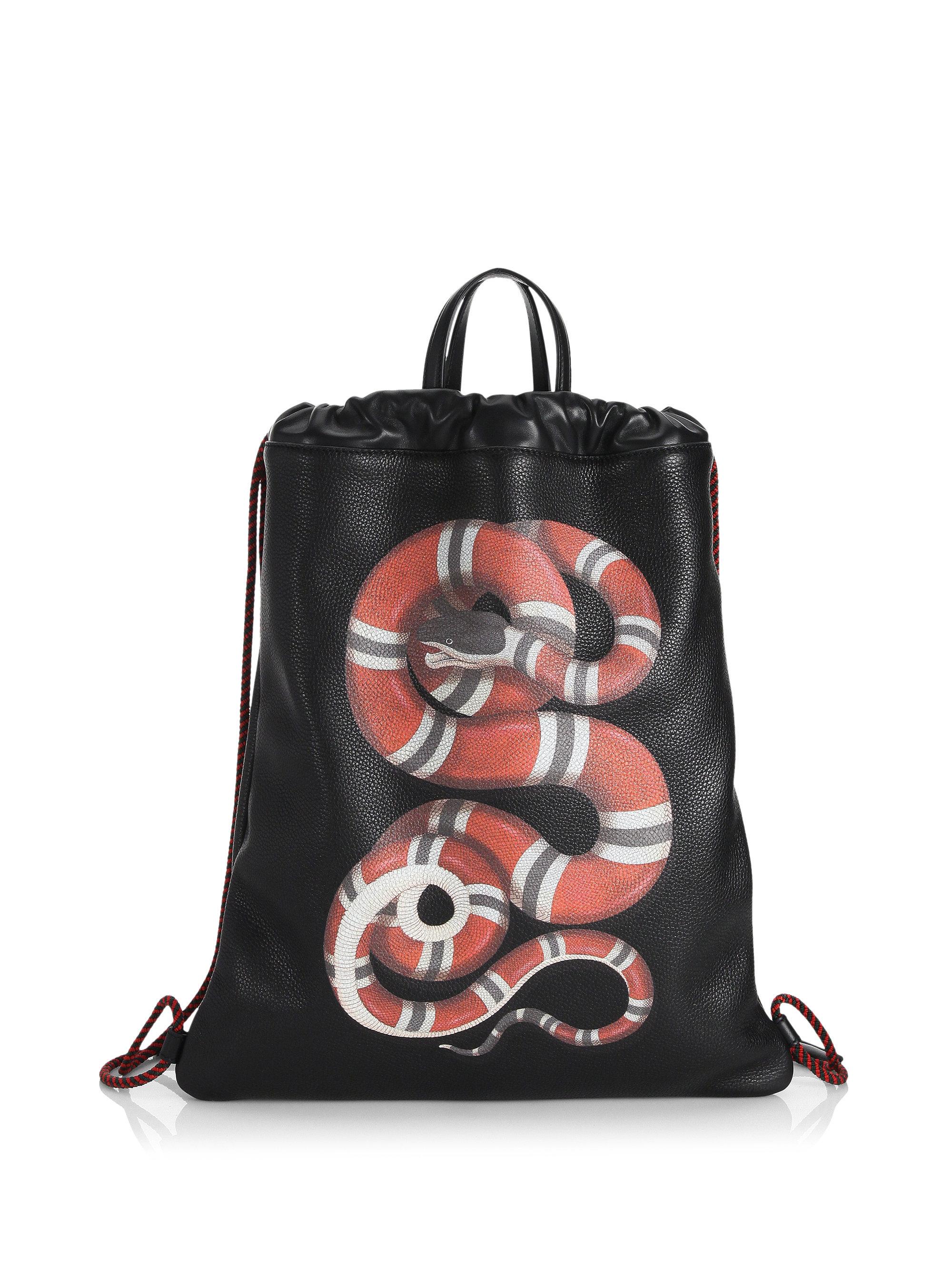 gucci leather drawstring backpack