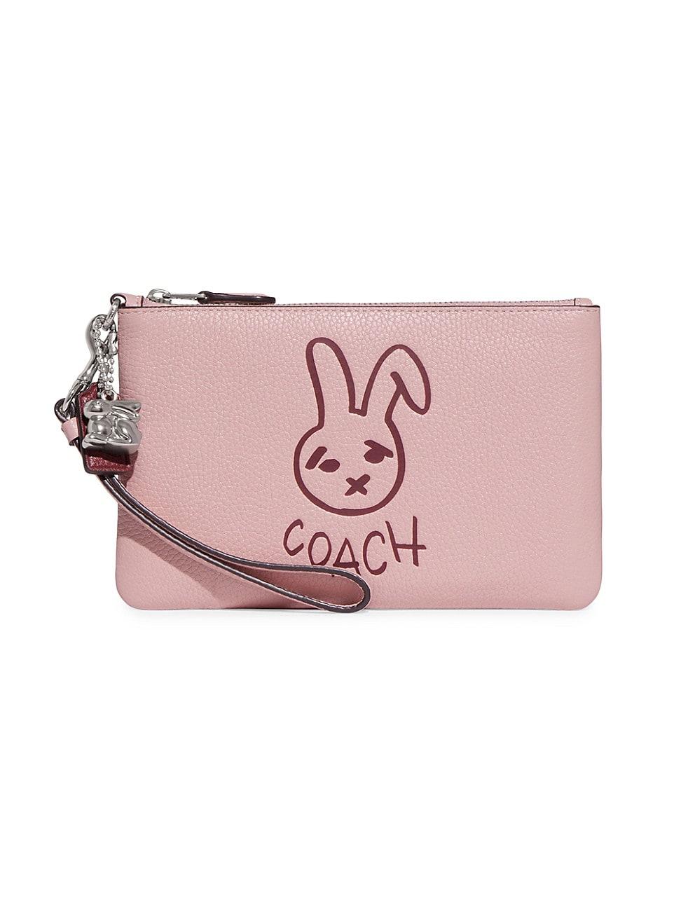 COACH Leather Bunny Graphic Wristlet in Pink Lyst