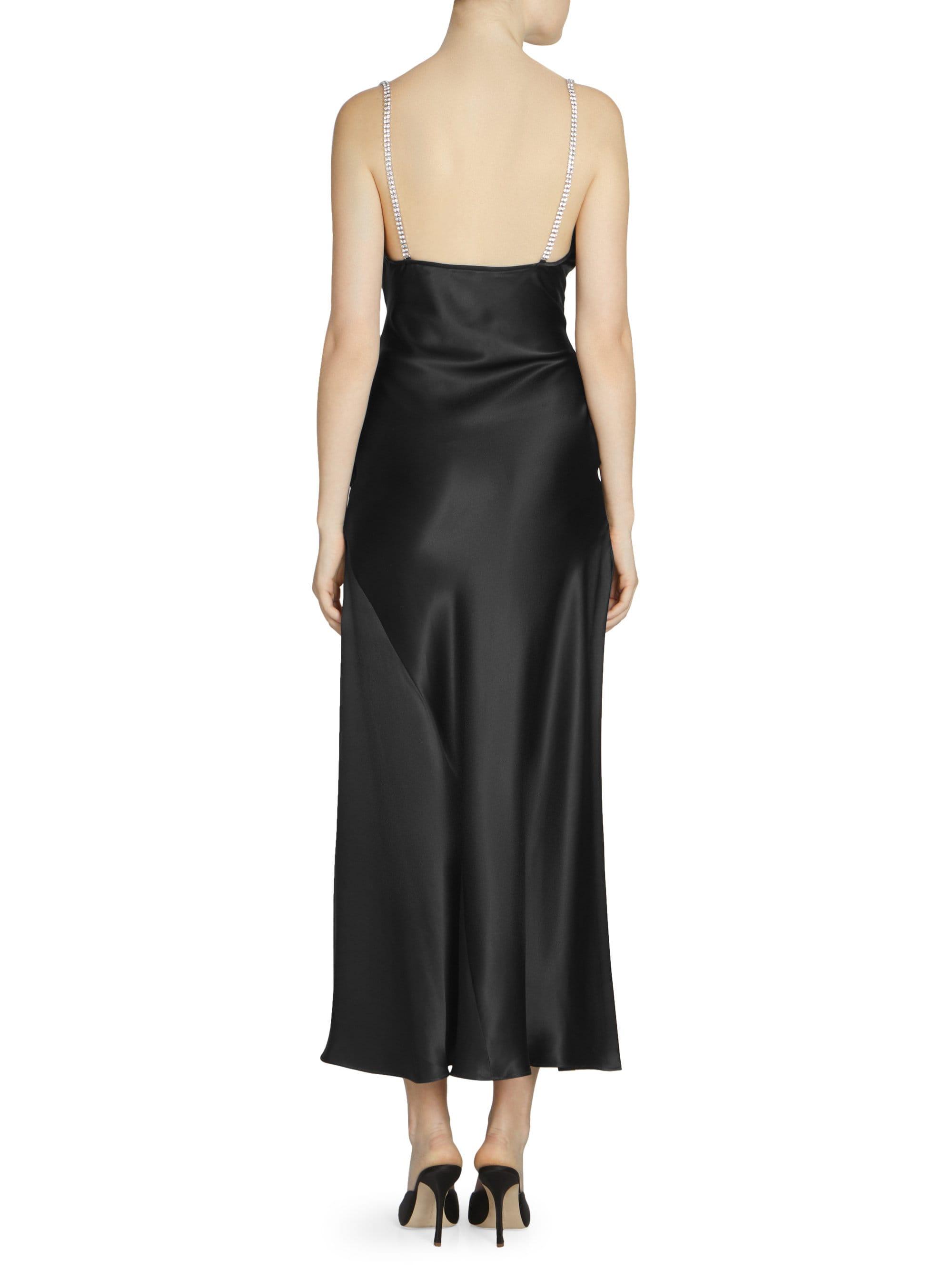 black silk spaghetti strap dress