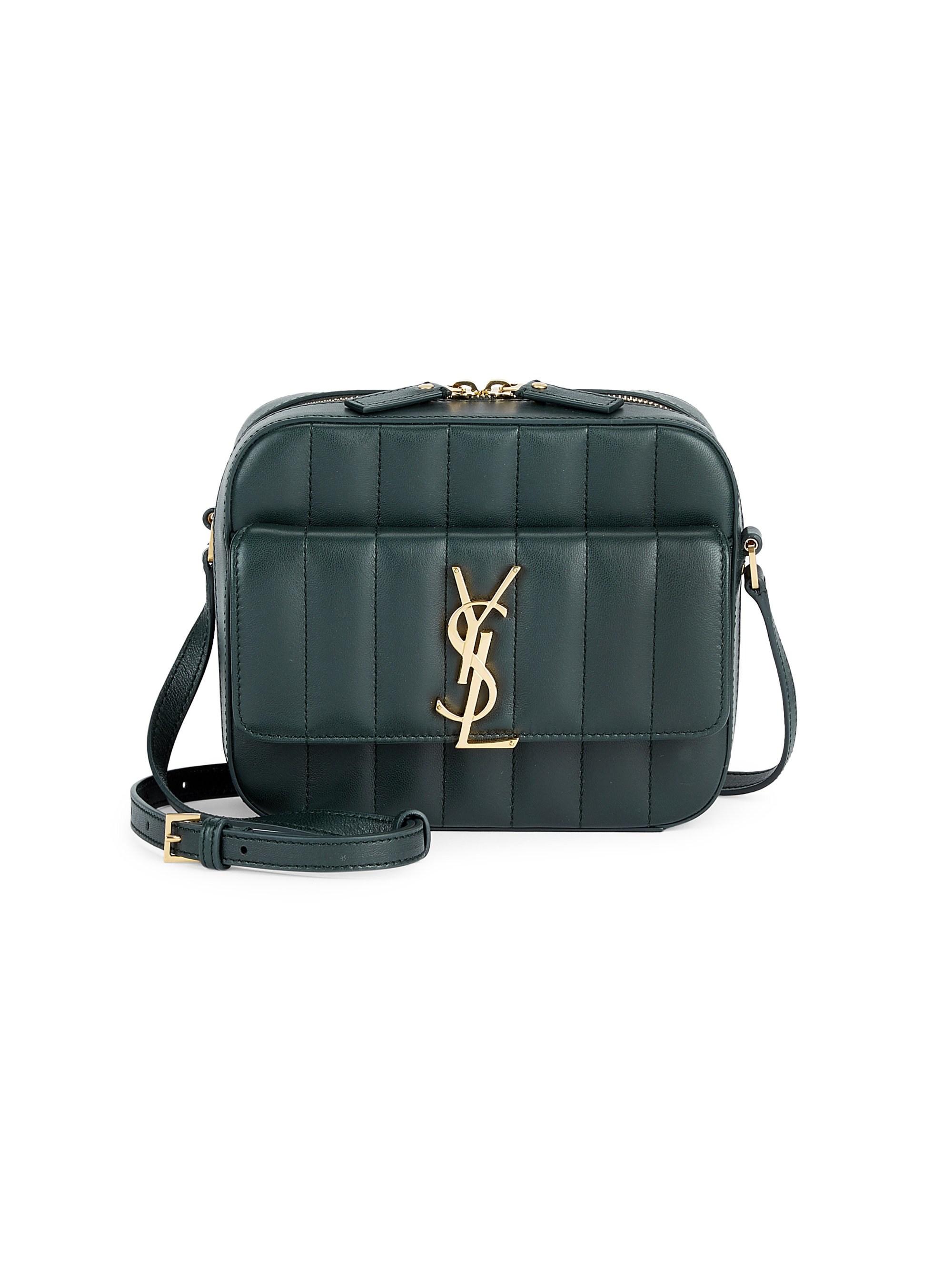 Saint Laurent Vicky Matelassé Leather Camera Bag in Green - Lyst
