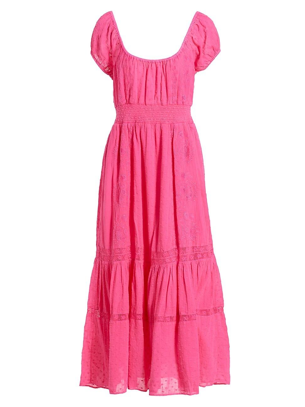 LoveShackFancy Vernon Swissdot Tiered Mididress in Pink Lyst
