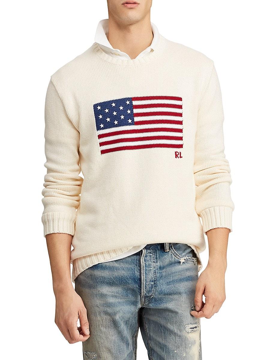 Ralph Lauren American Flag Cotton Knit Sweater in Blue for Men | Lyst