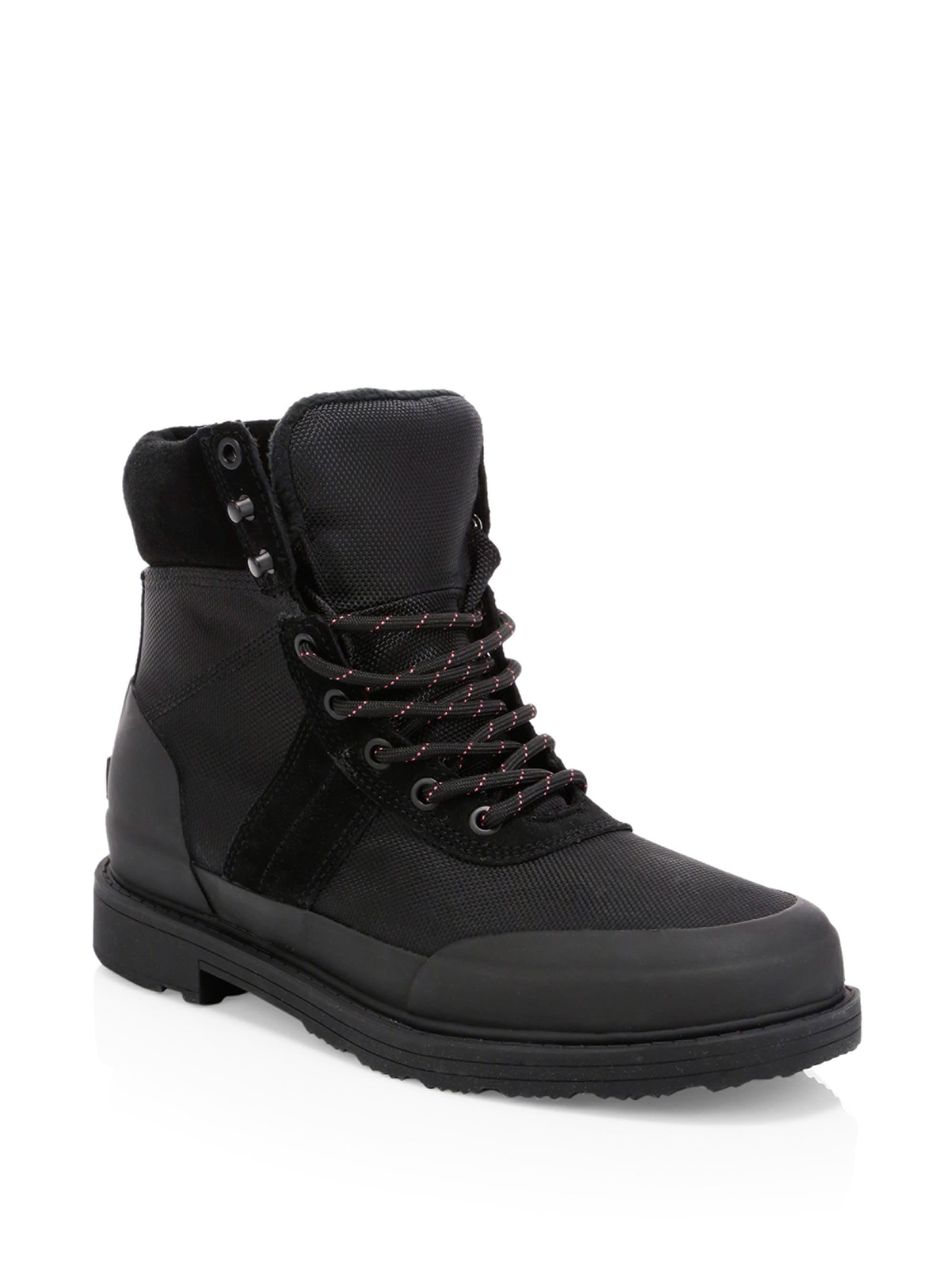 HUNTER Suede Original Insulated Commando Boots in Black - Lyst