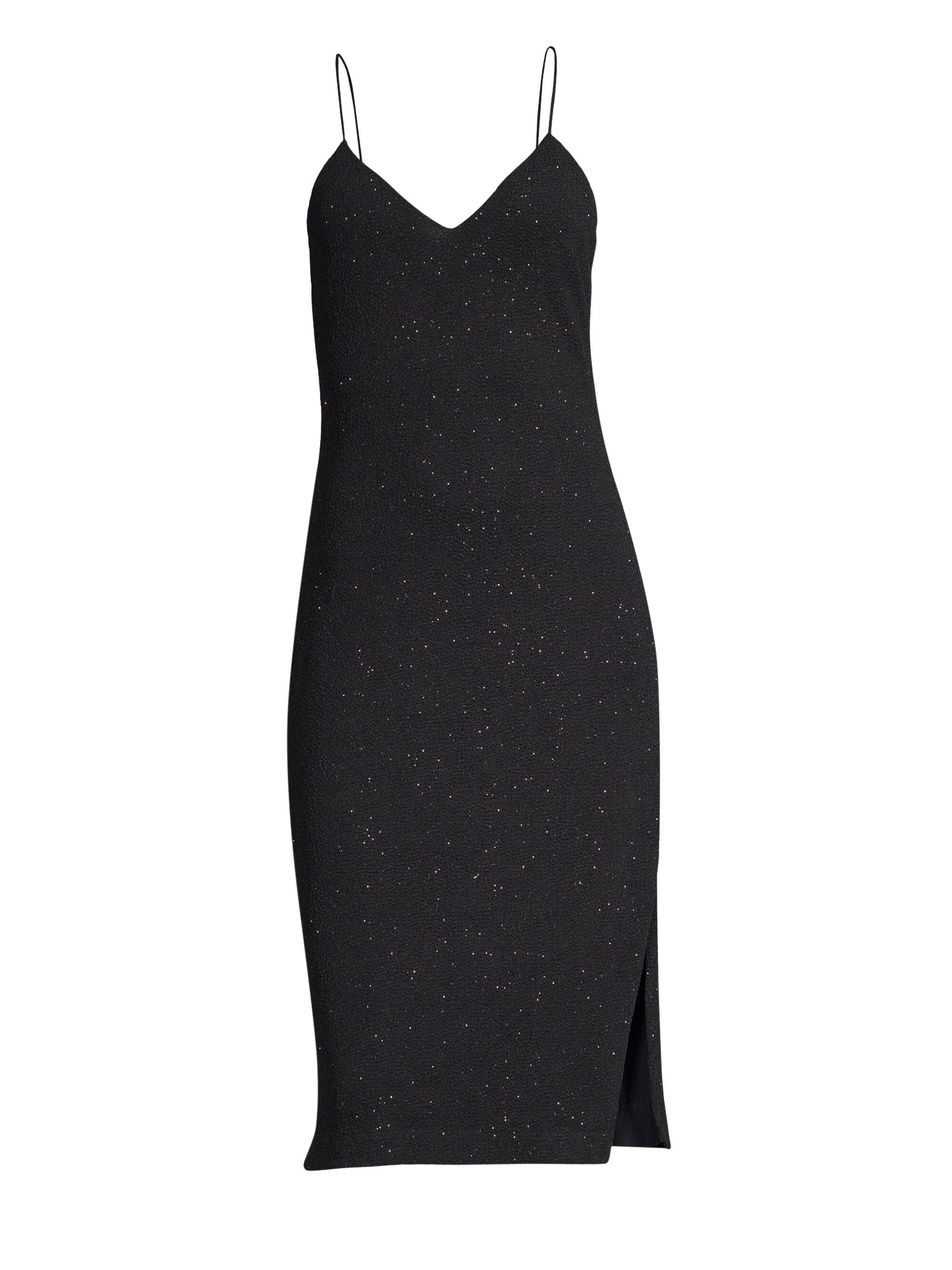 Alice + Olivia Stila Fitted Side Slit Midi Dress in Black - Lyst