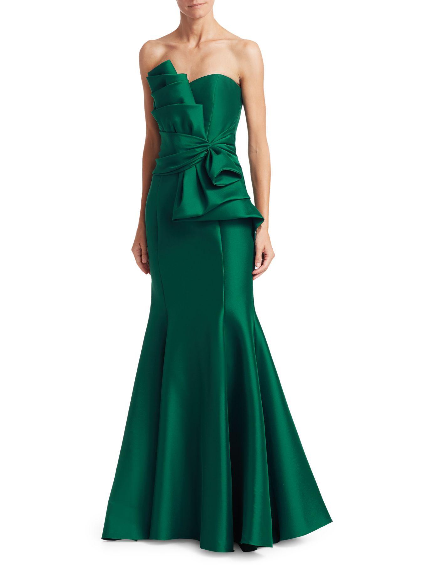 badgley mischka strapless bow front gown