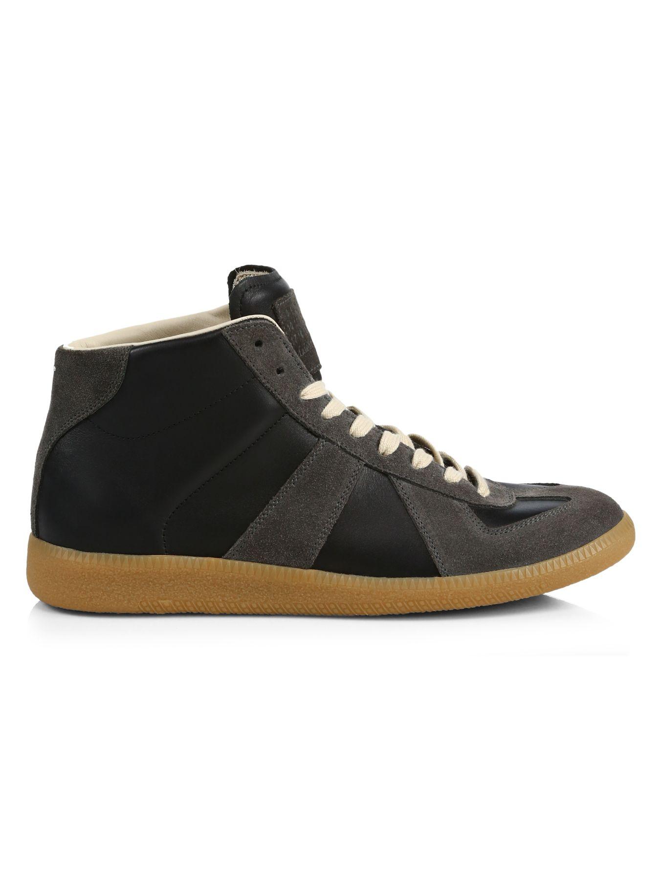 Maison Margiela Replica High-top Leather Sneakers in Black for Men - Lyst
