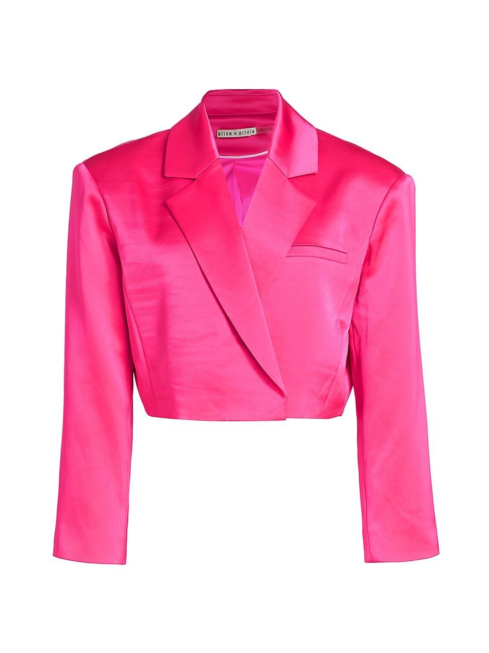 Alice + Olivia Shan Cropped Satin Blazer in Pink | Lyst