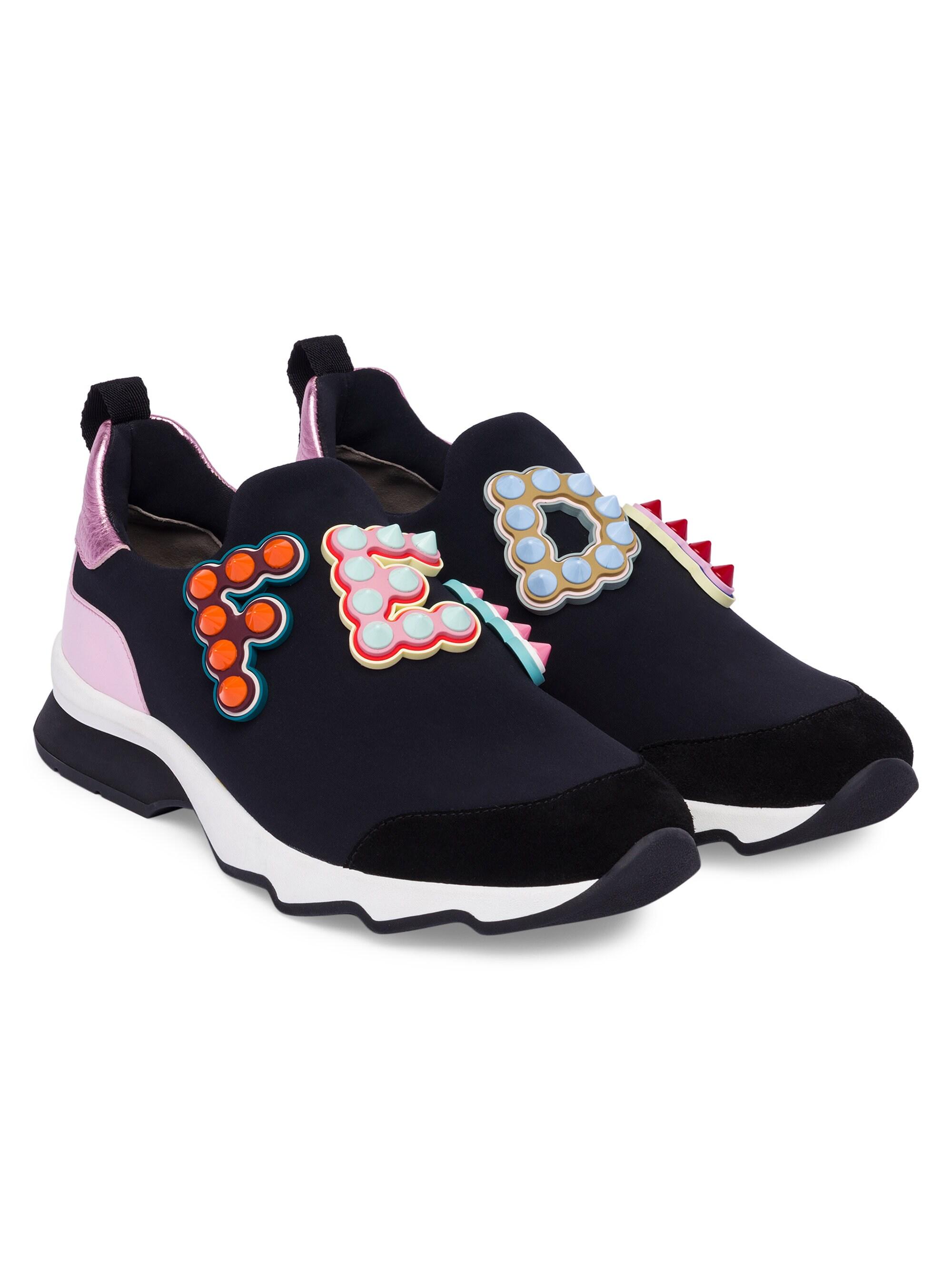 fendi slip on logo sneakers