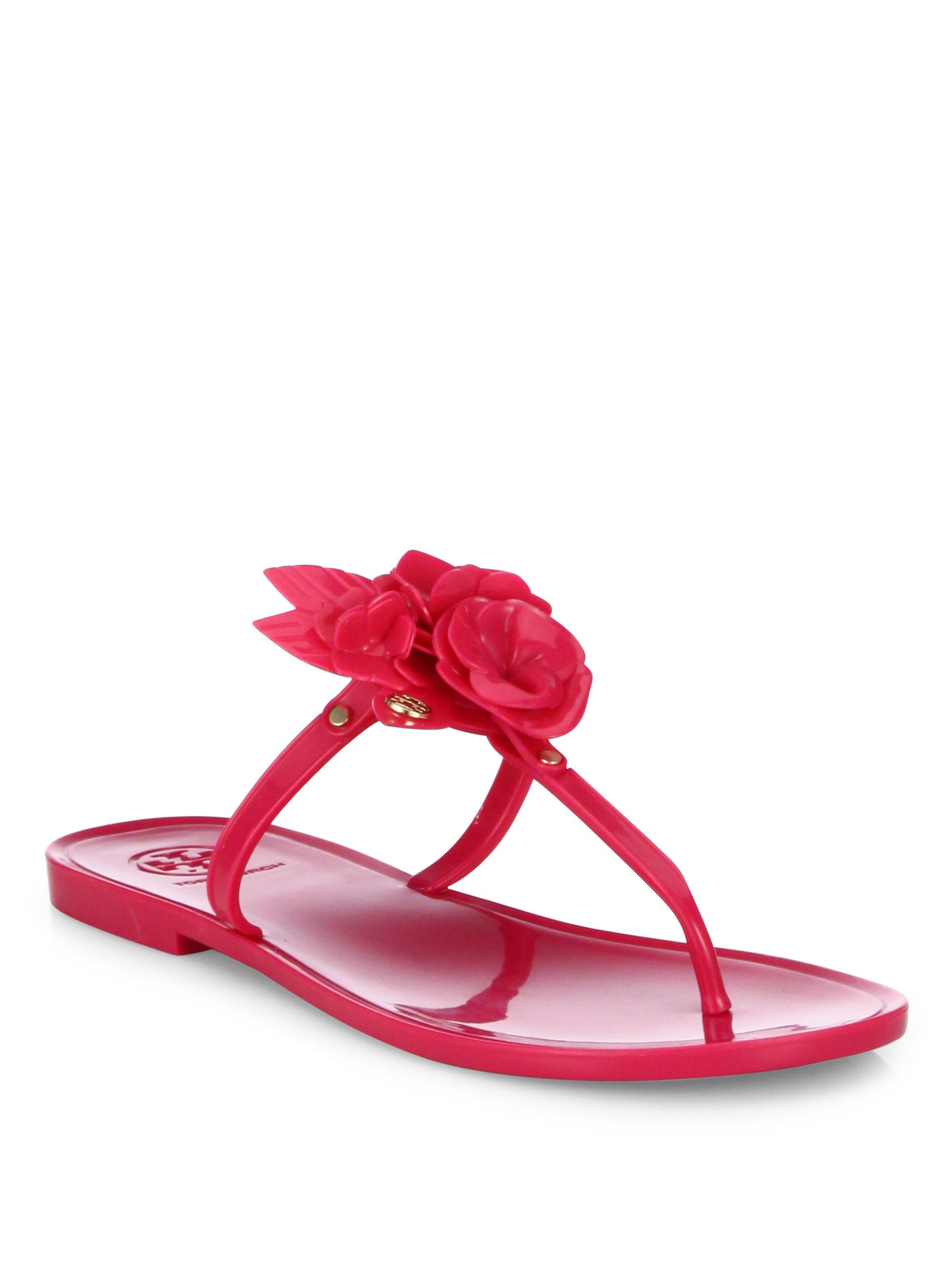 Tory Burch Blossom Jelly Thong Sandals in Pink | Lyst