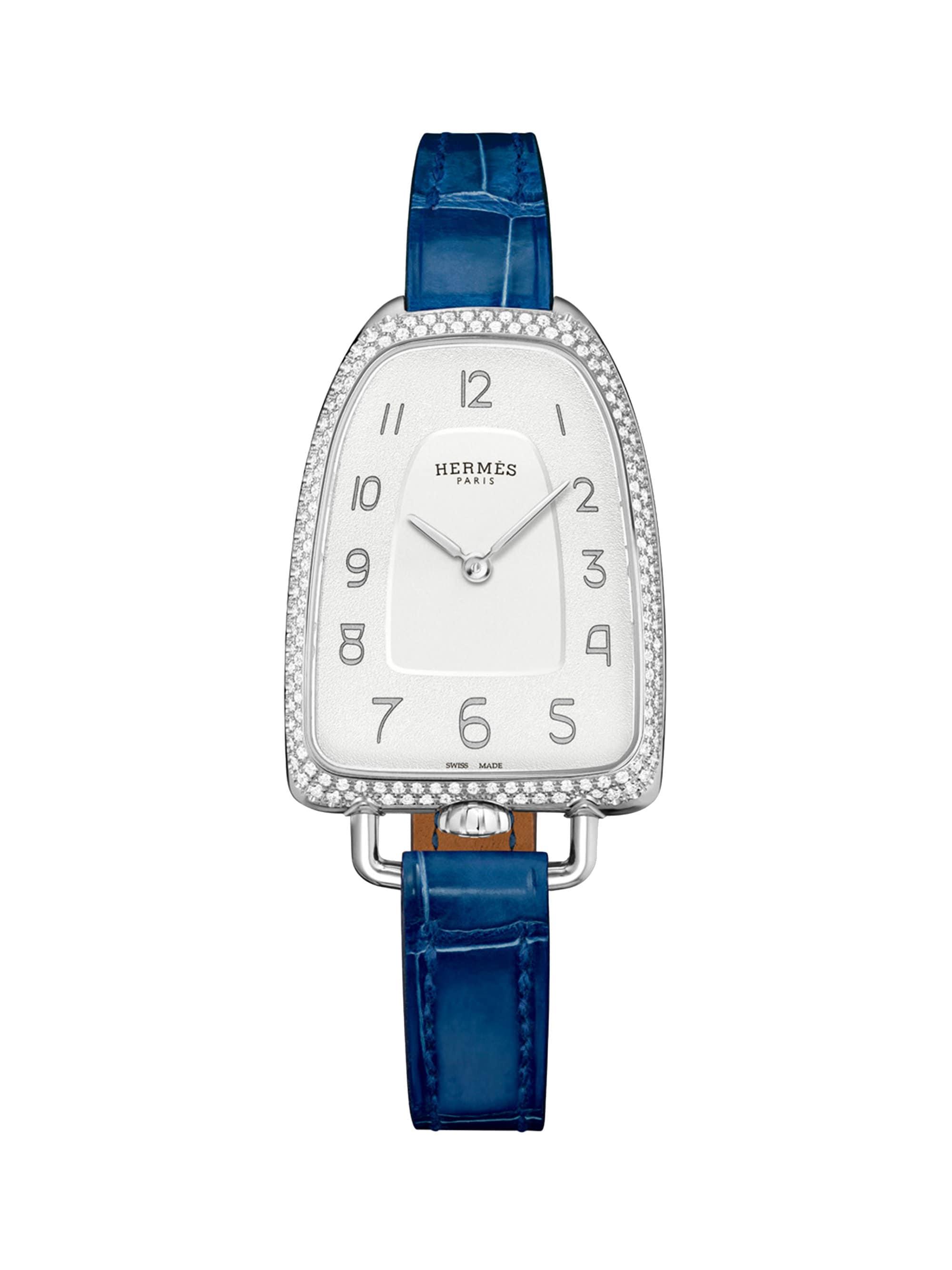 Hermès Galop Diamond, Stainless Steel & Alligator Leather Strap Watch