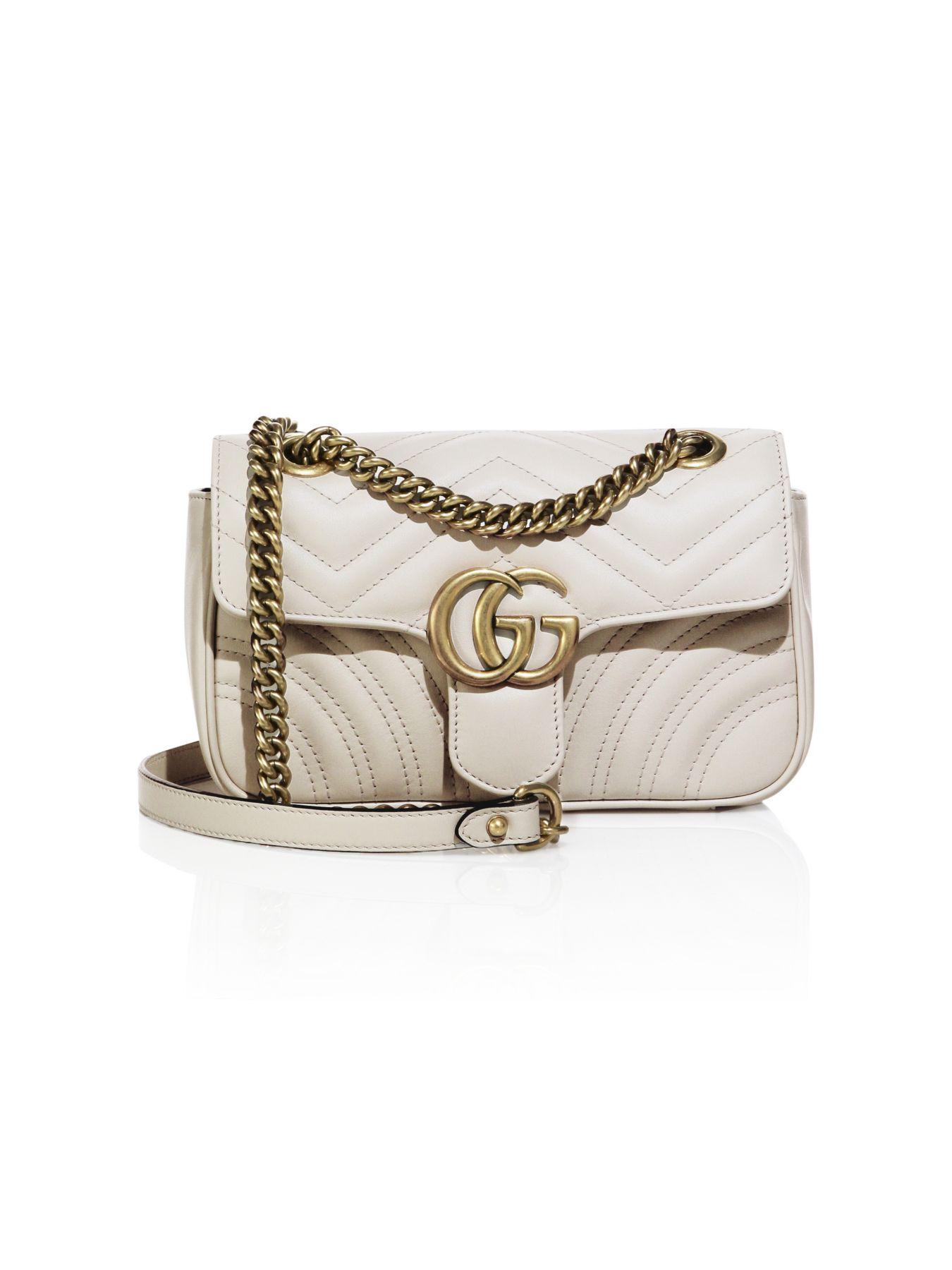 Gucci GG Marmont Mini Quilted Leather Shoulder Bag in White - Save 16% - Lyst