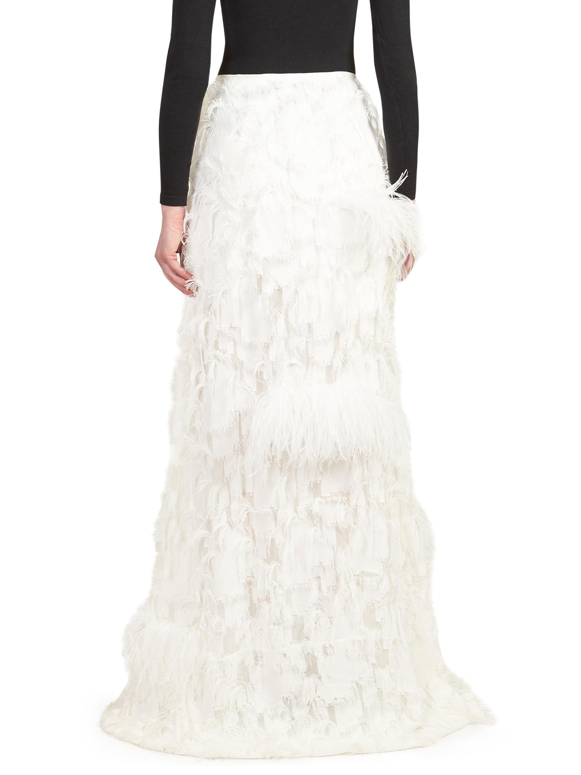Marques'Almeida Feather Maxi Skirt in White | Lyst