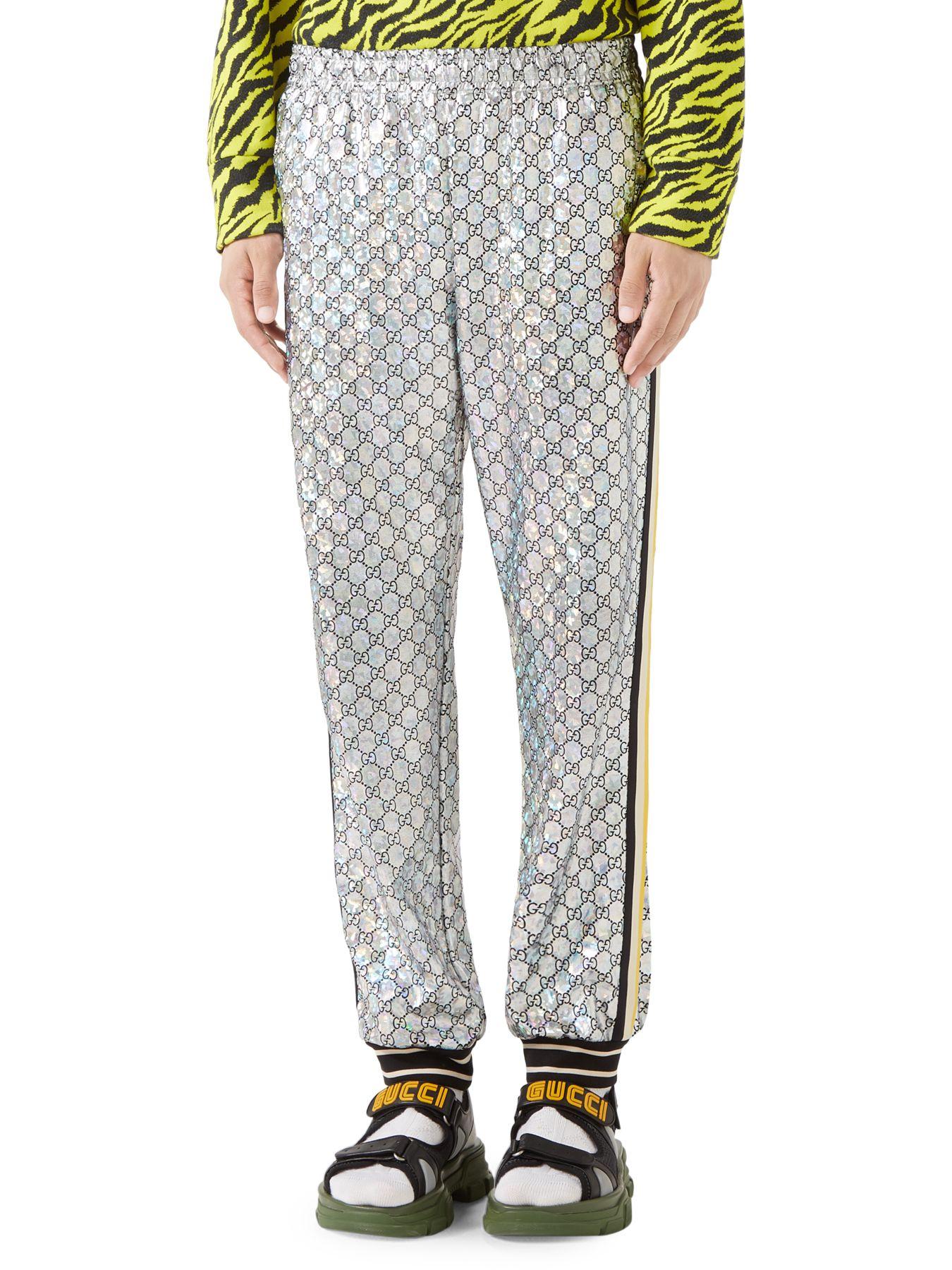 laminated sparkling gg jersey jogging pant