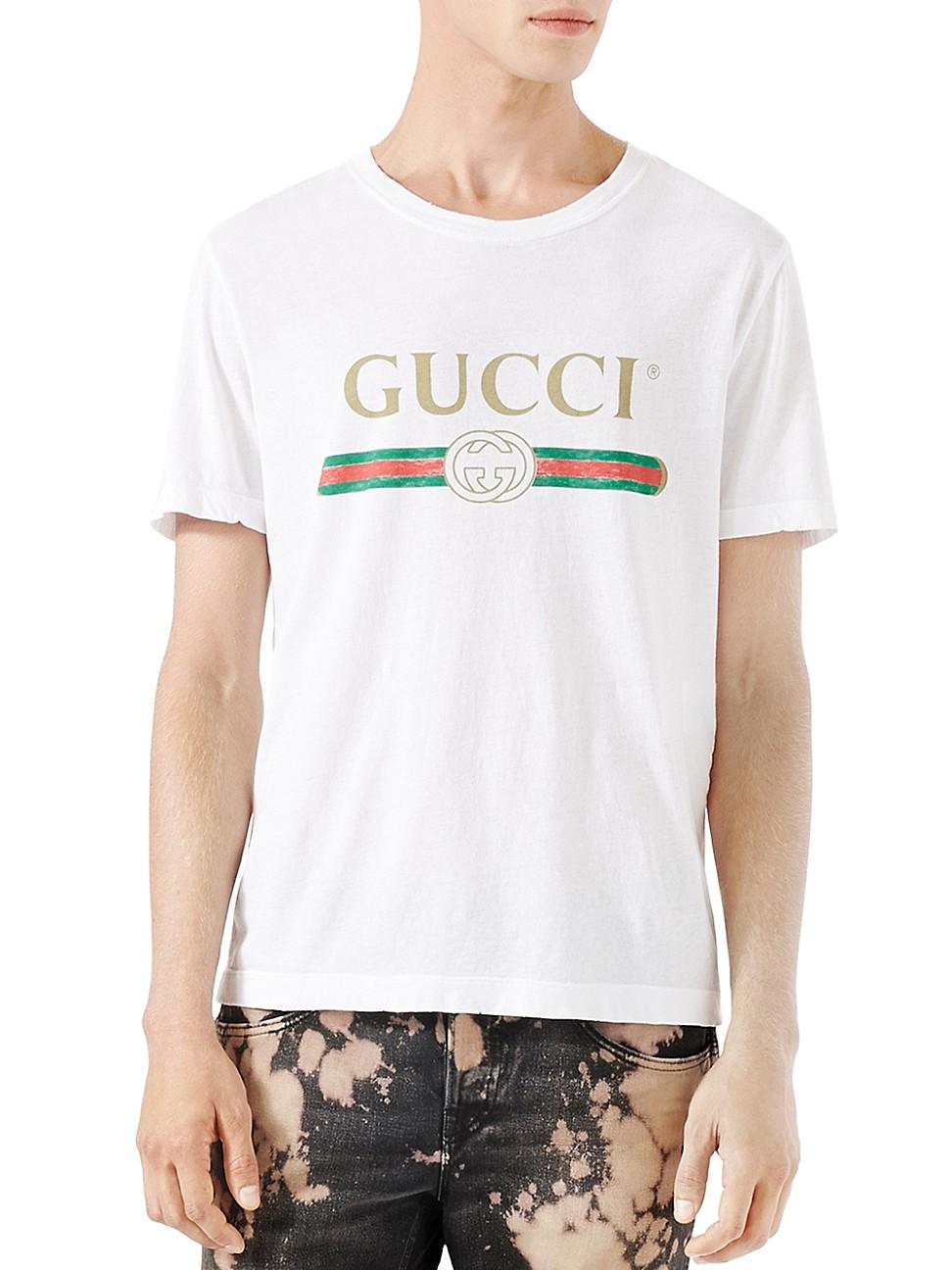 Gucci Cotton White Classic Logo T-shirt for Men - Save 69% - Lyst