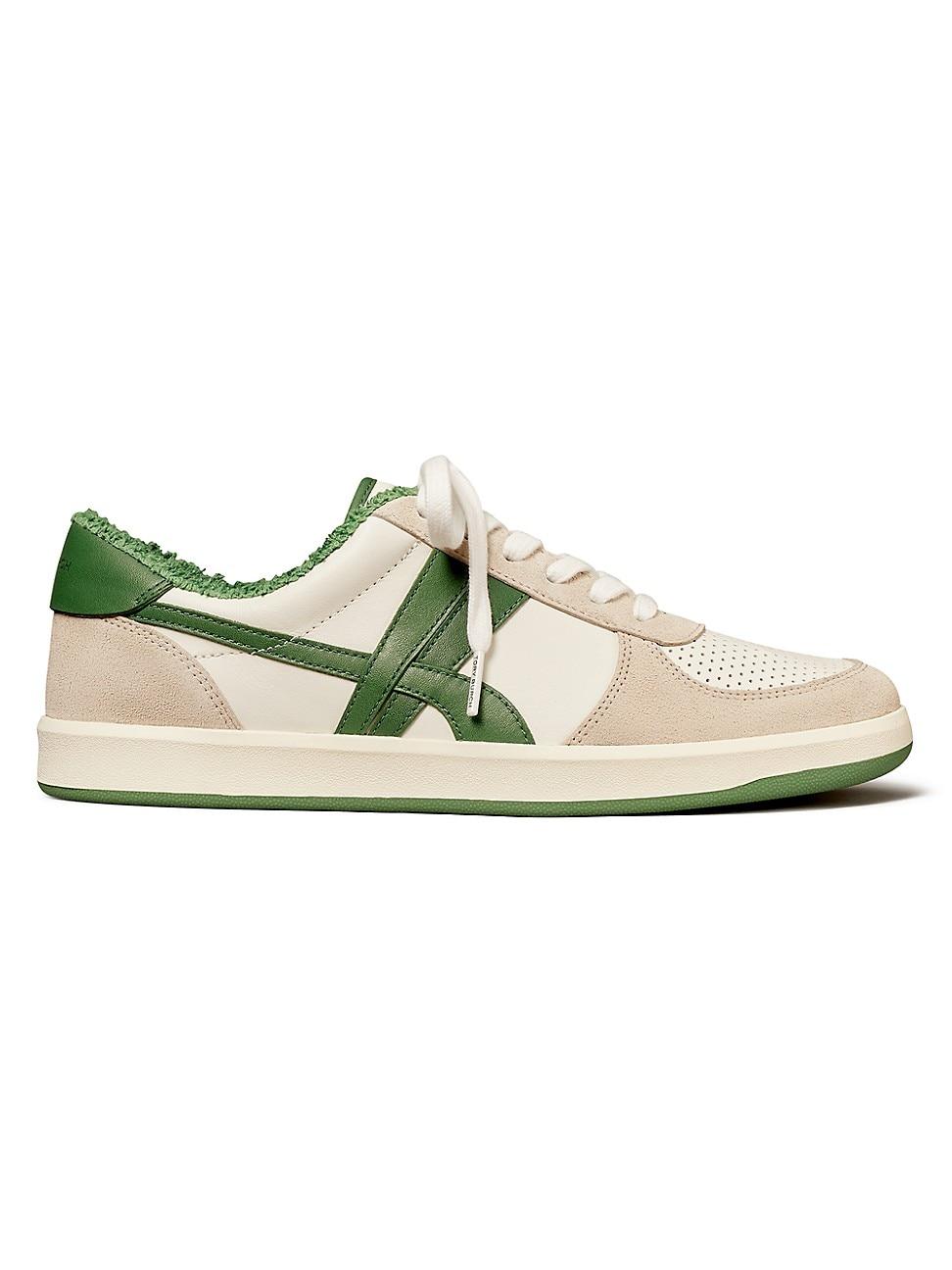 Tory Burch Hank Suede & Leather Court Sneakers in Natural | Lyst