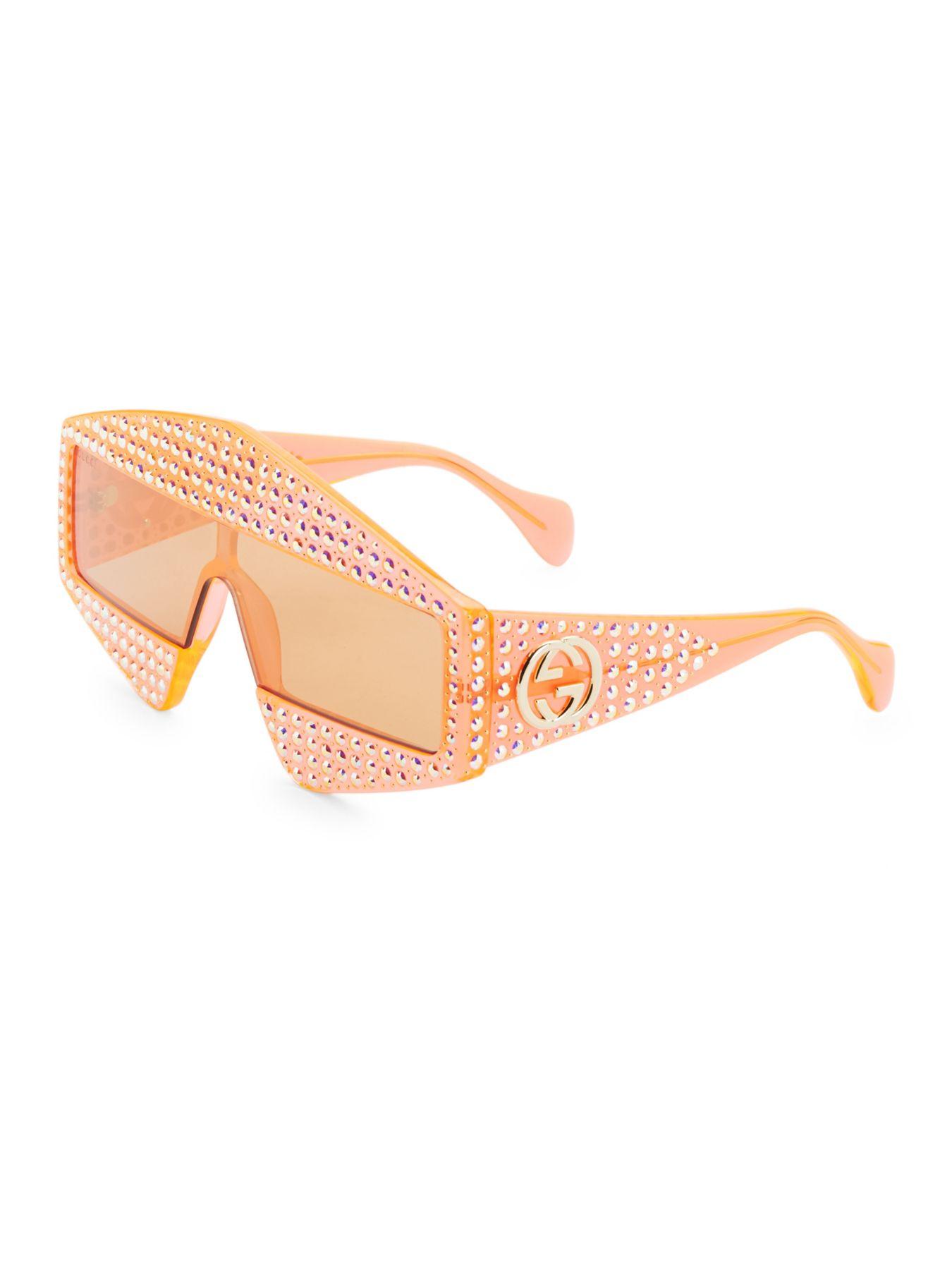 Gucci Fashion Show Orange & Crystal Mask Sunglasses/99mm Lyst