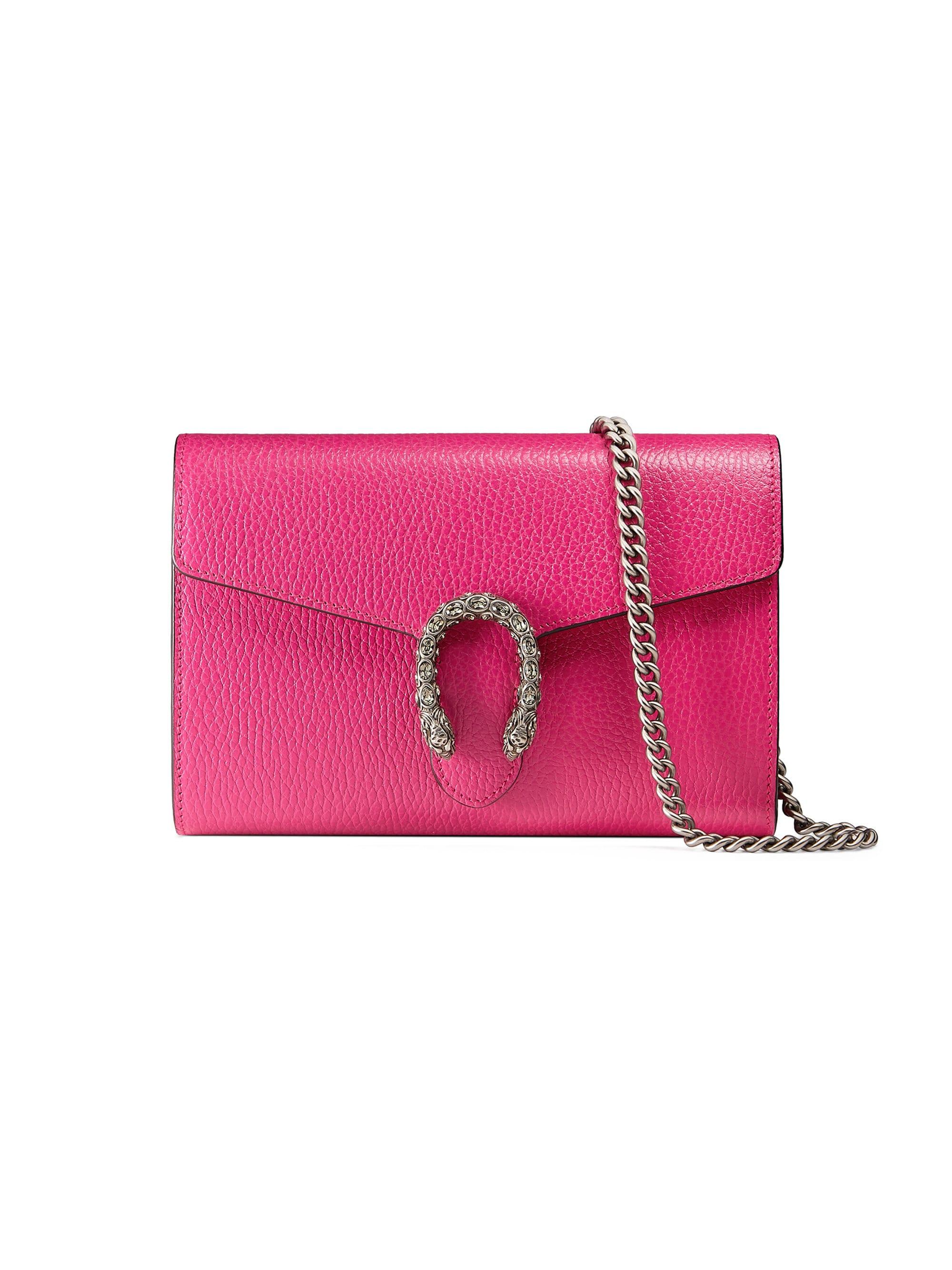 Gucci Dionysus Mini Leather Chain Clutch in Pink | Lyst
