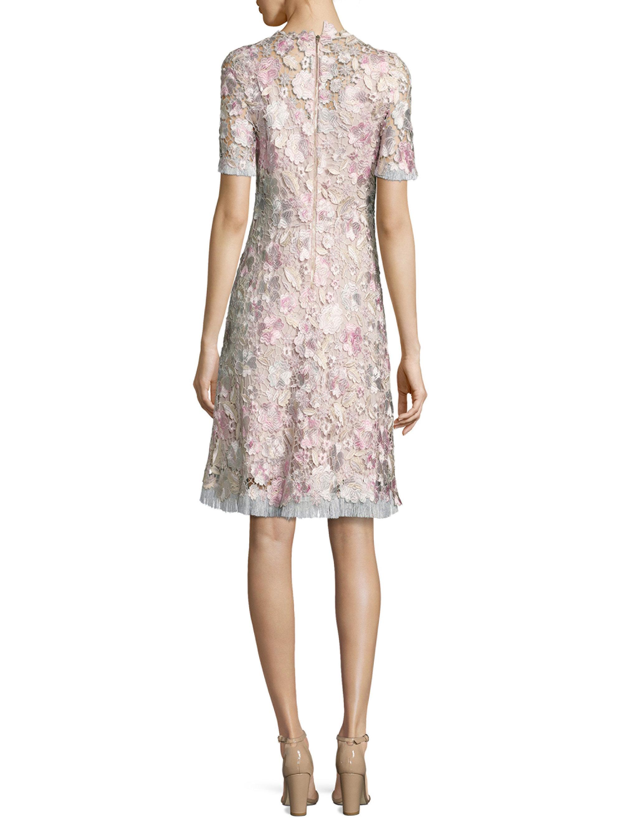 Elie Tahari Laura Floral Lace A-line Dress in Pink - Lyst