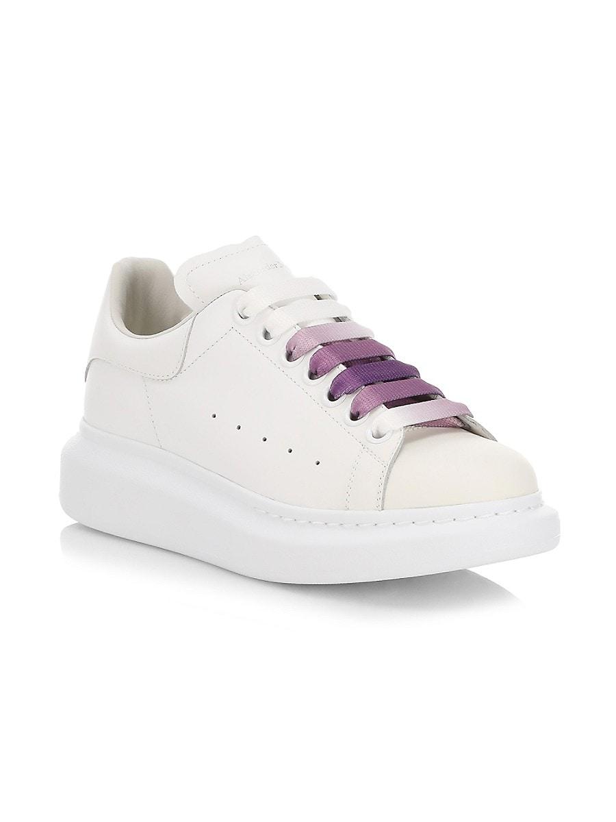 Alexander McQueen Ombre-laced Leather Sneakers in White | Lyst