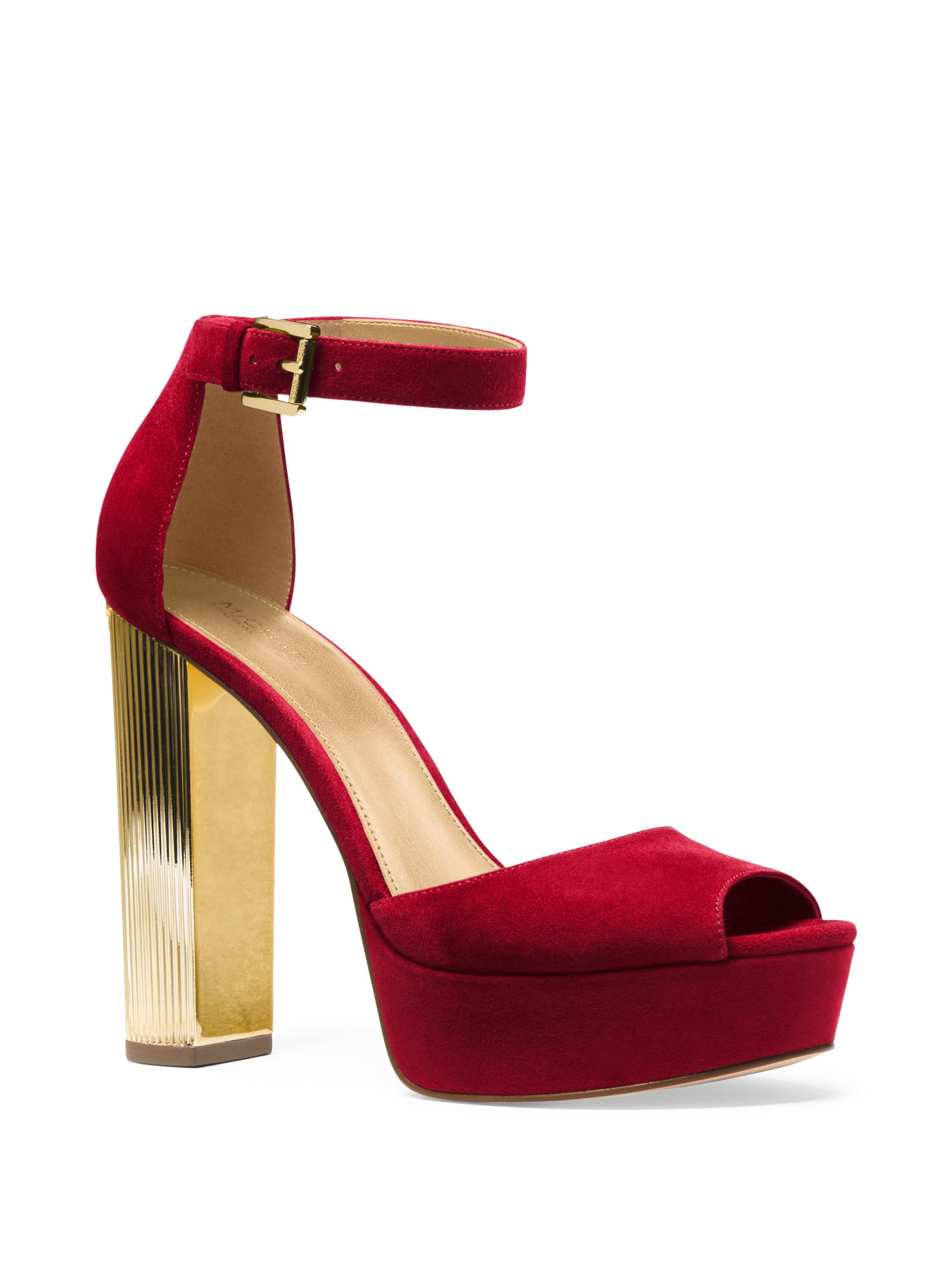 MICHAEL Michael Kors Paloma Suede Platform Dress Sandals in Red | Lyst