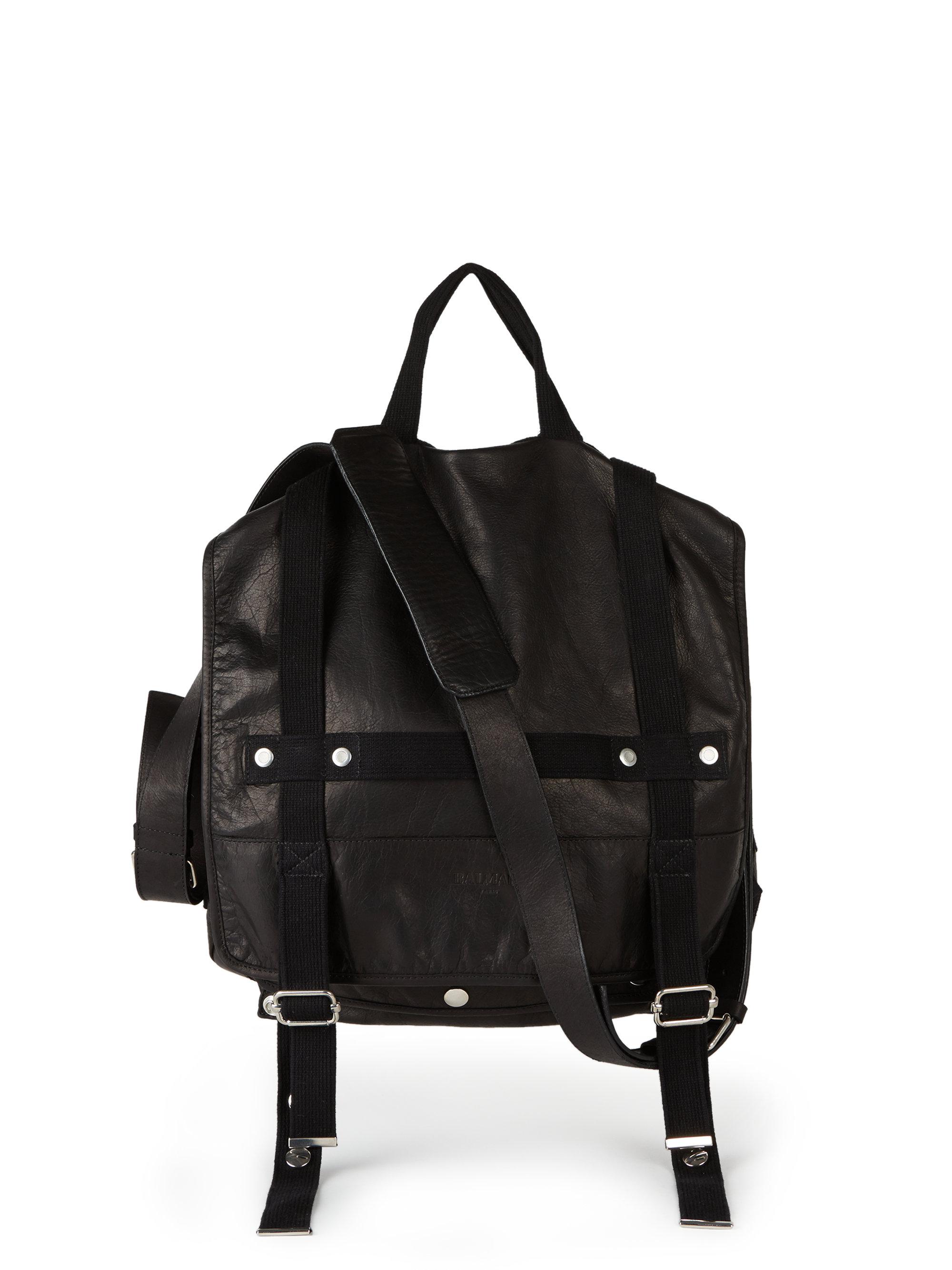 Balmain Leather Satchel Backpack in Black - Lyst