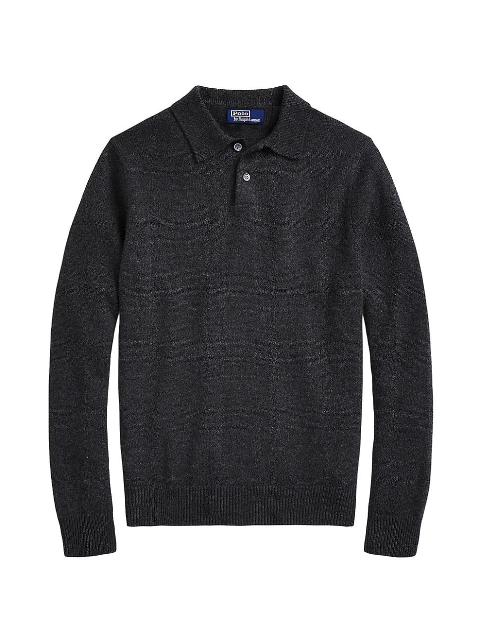 Polo Ralph Lauren Cashmere Longsleeve Polo Sweater in Blue for Men Lyst