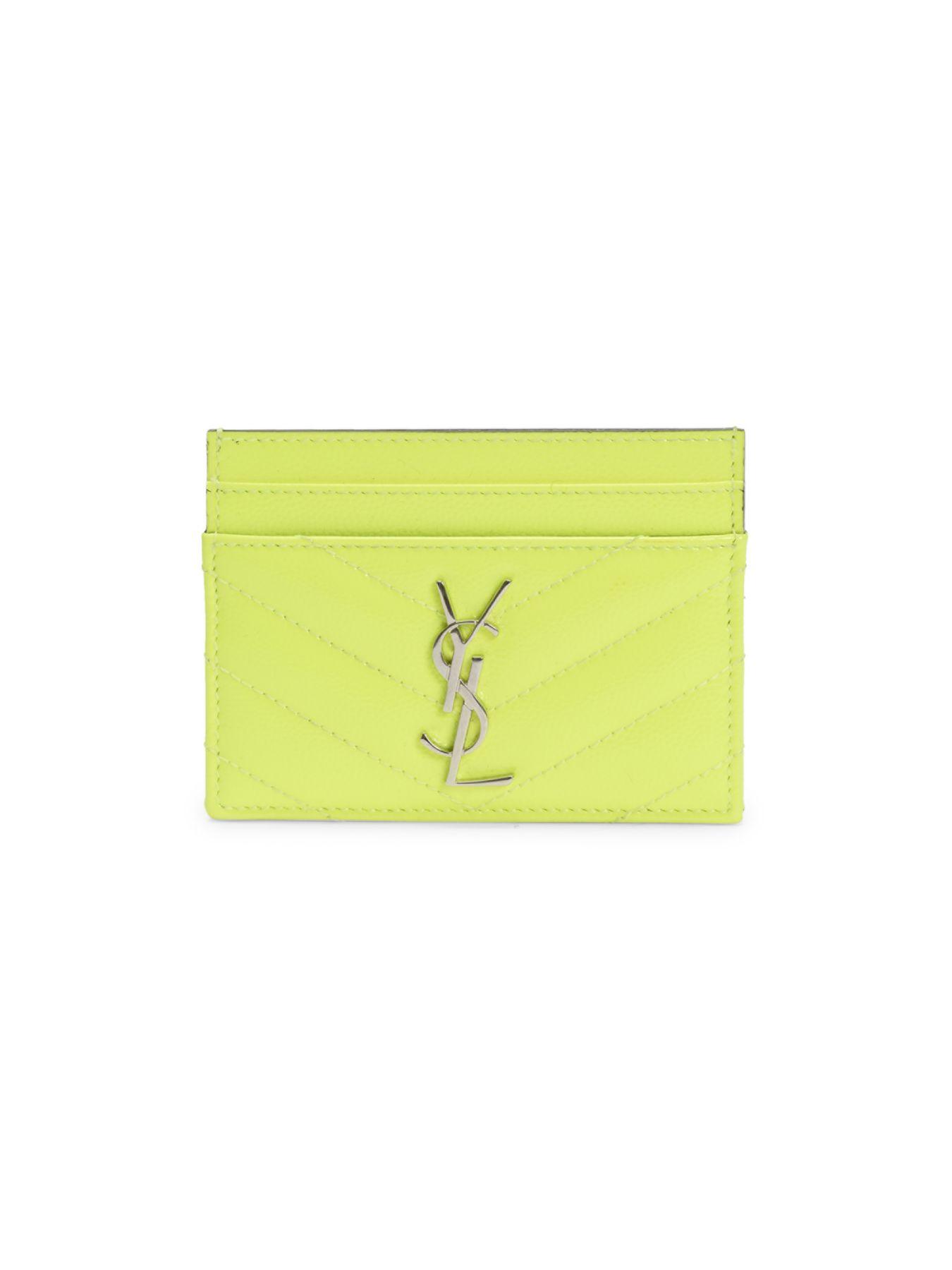 Saint Laurent Uptown Yellow Grain Leather Card Holder 582305 – Queen Bee of  Beverly Hills