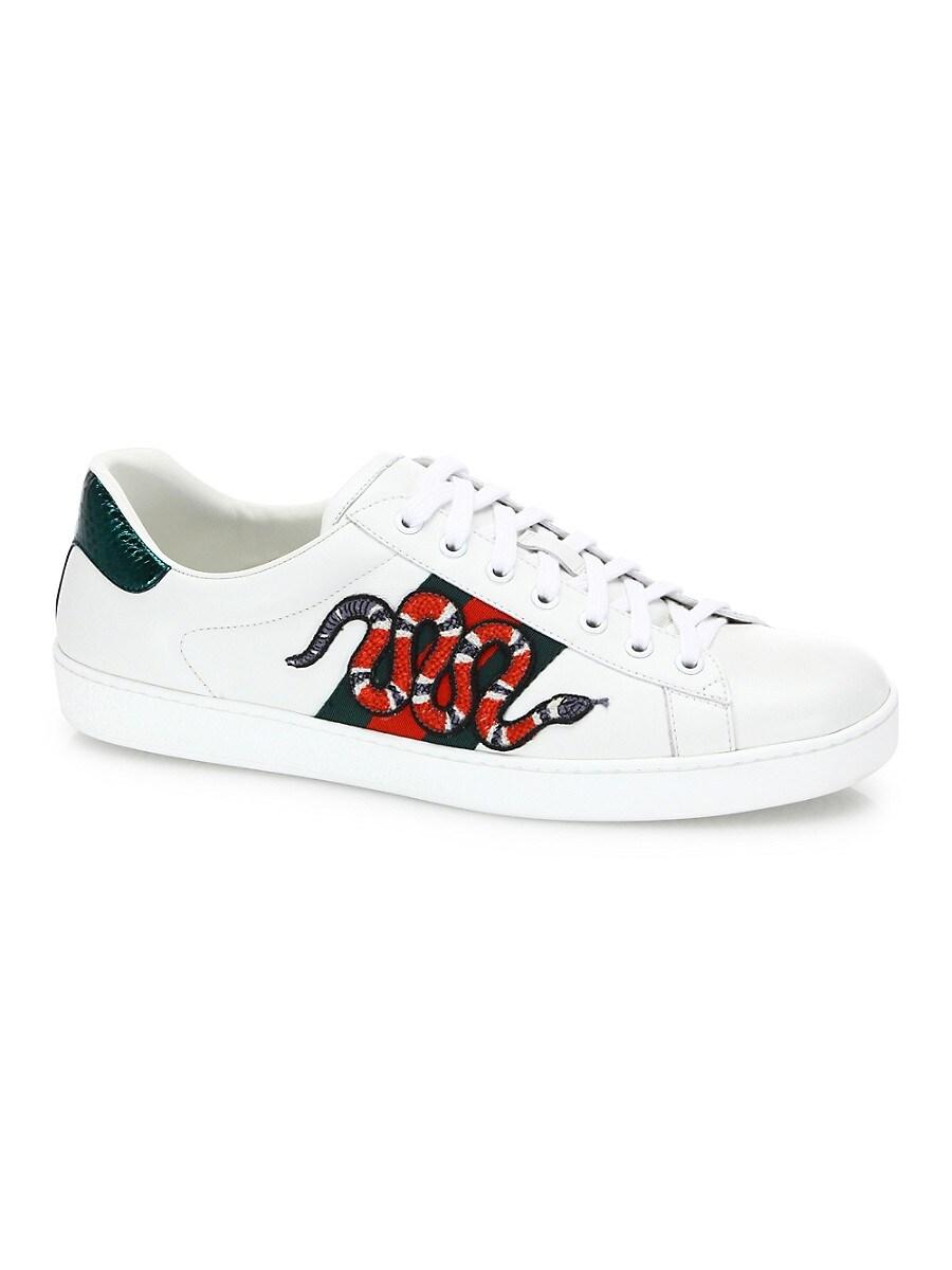 Gucci Leather Ace Embroidered Sneaker in White for Men - Save 45% - Lyst